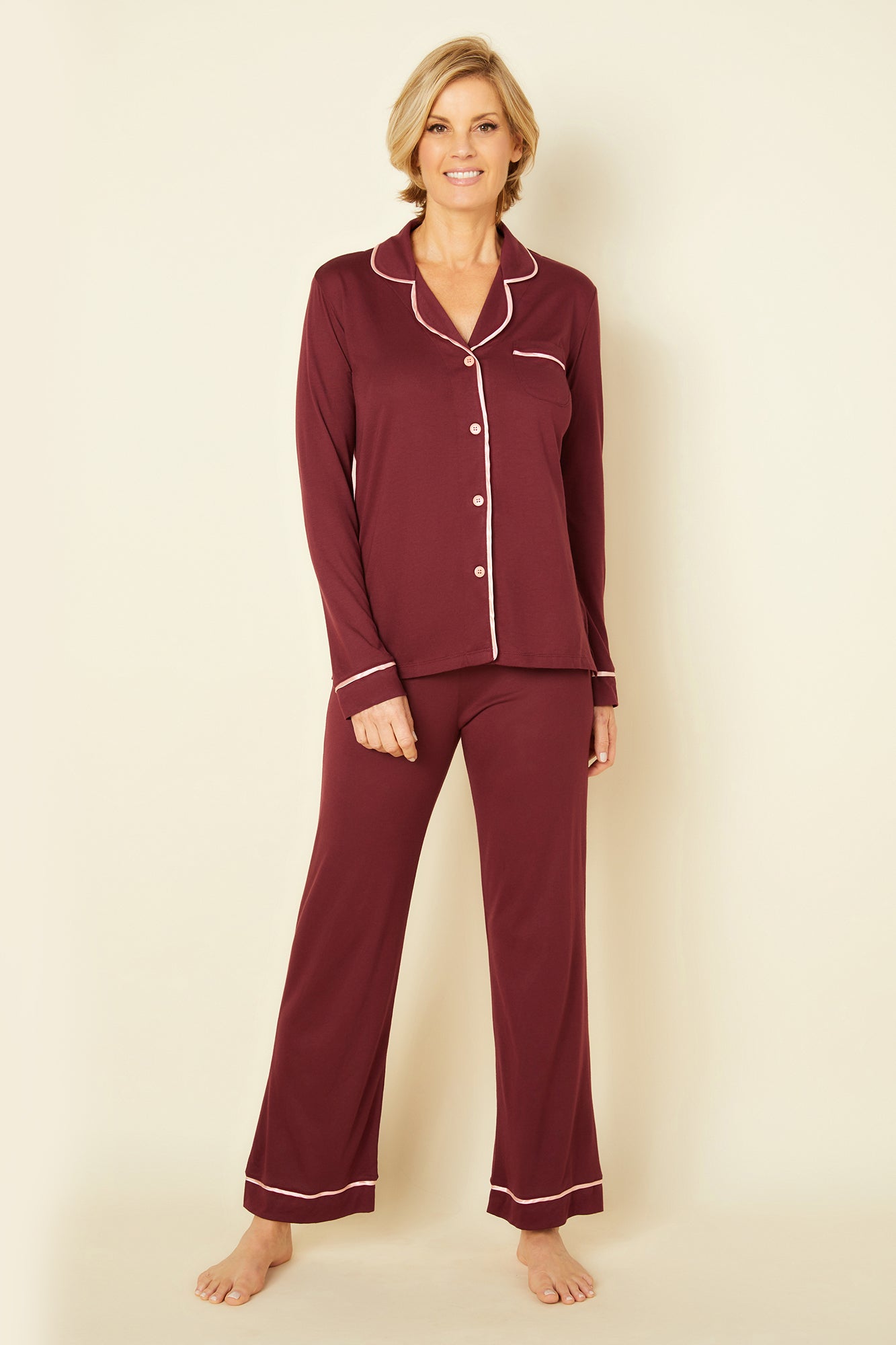 Red Set - Bella Long Sleeve Top & Pant Pajama Set