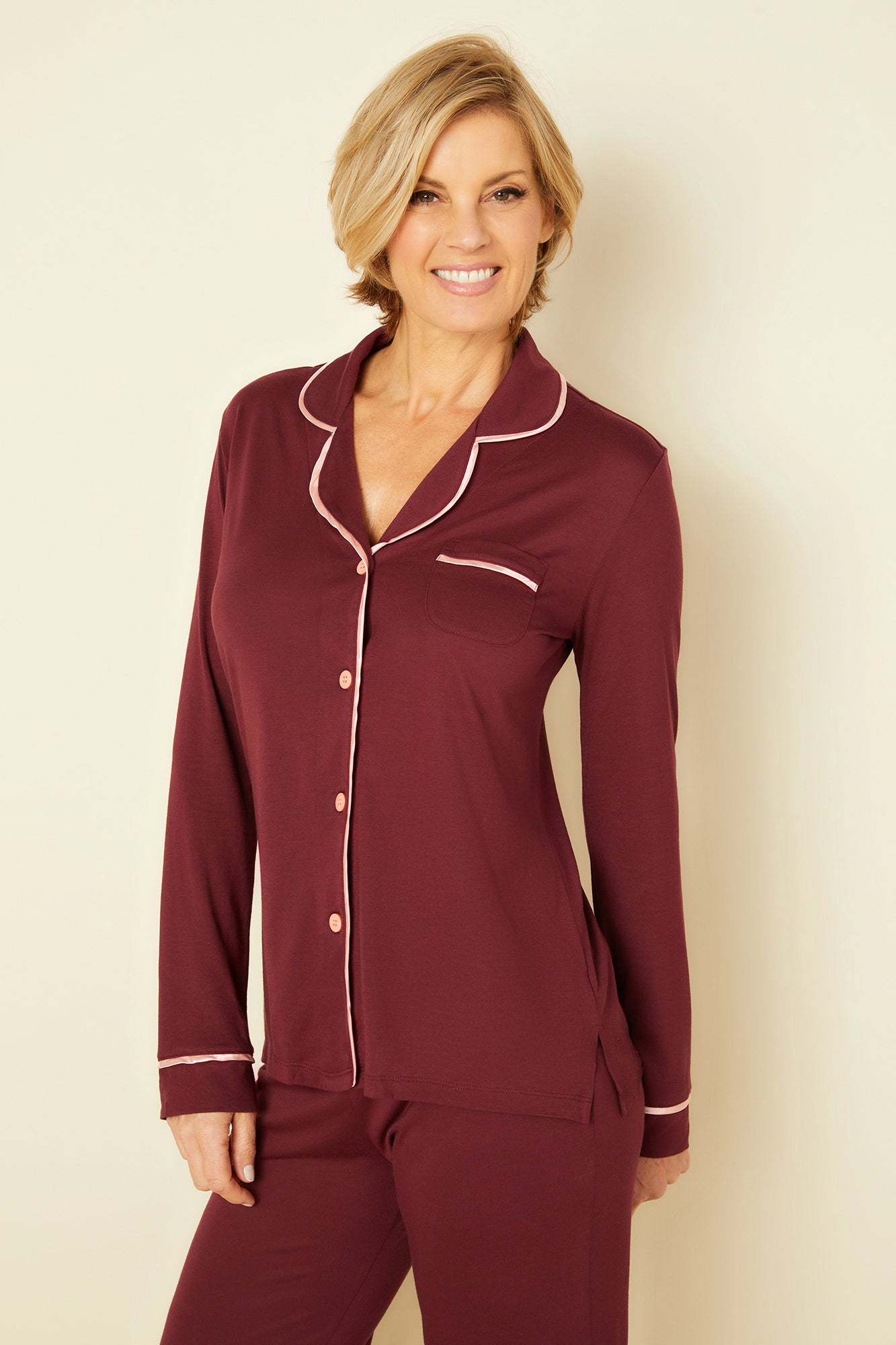 Red Set - Bella Long Sleeve Top & Pant Pajama Set