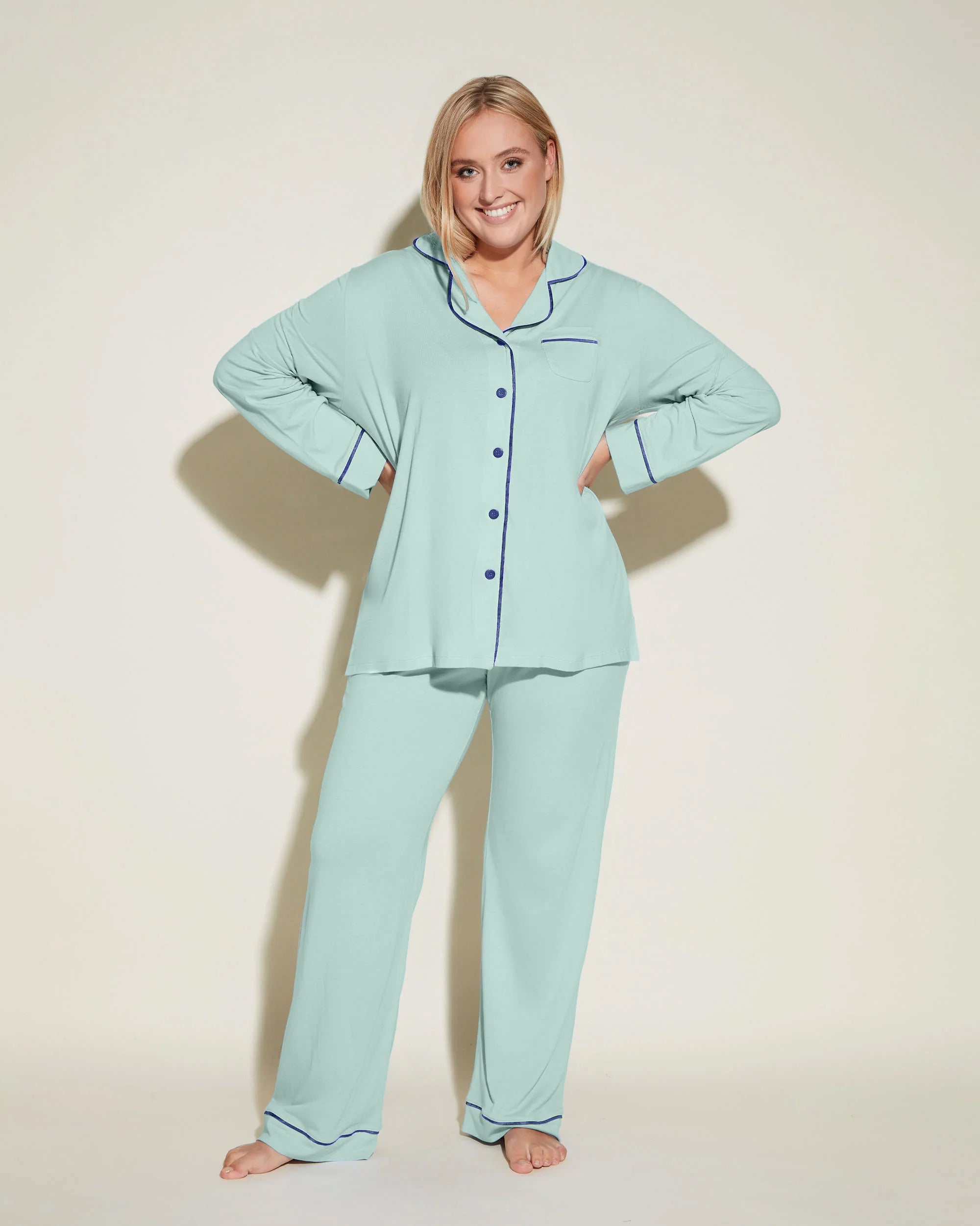 Verde Set - Bella Pigiama Con Top A Maniche Lunghe E Pantaloni