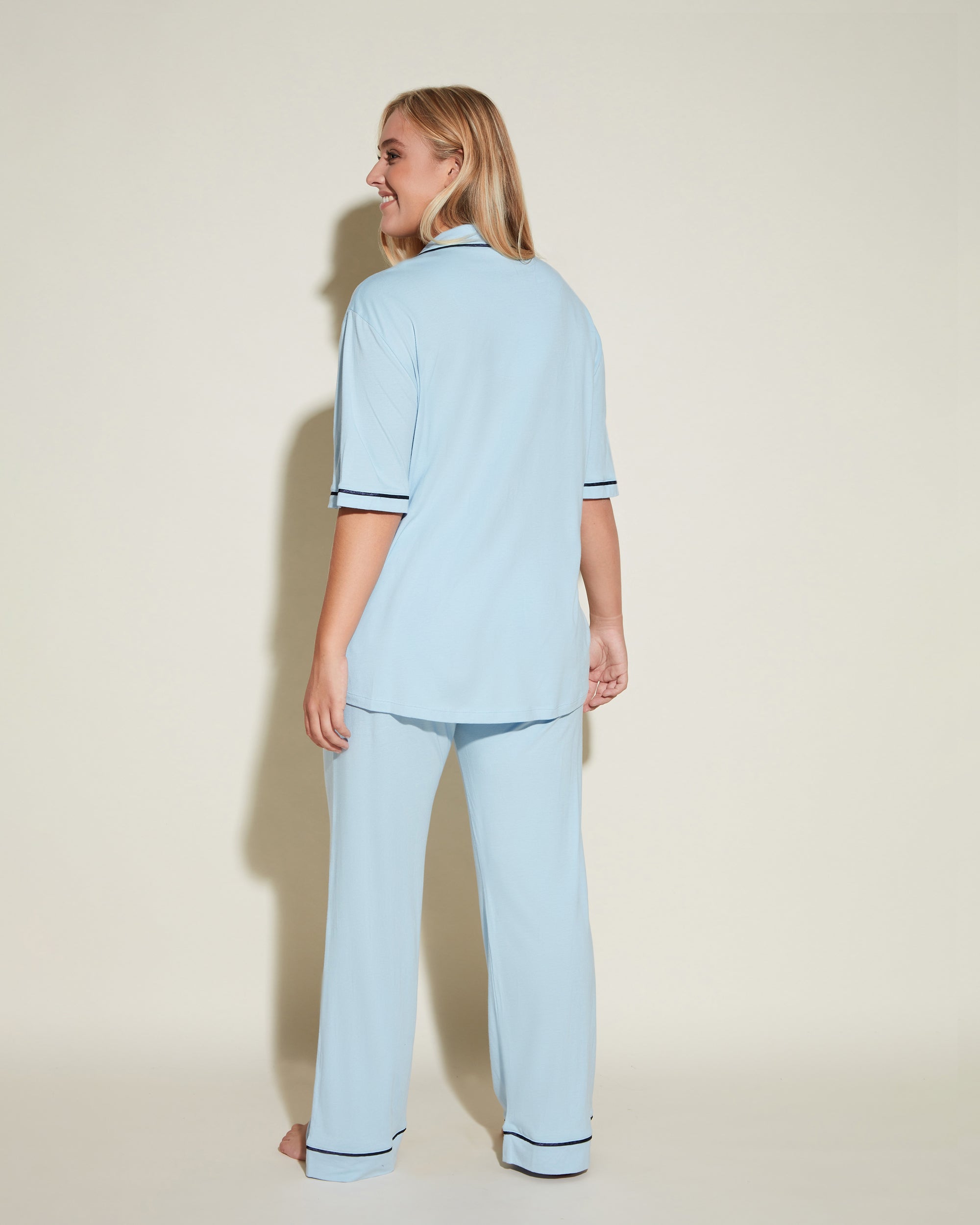 Blau Set - Bella Kurzärmeliges Top & Hose Pyjama-Set