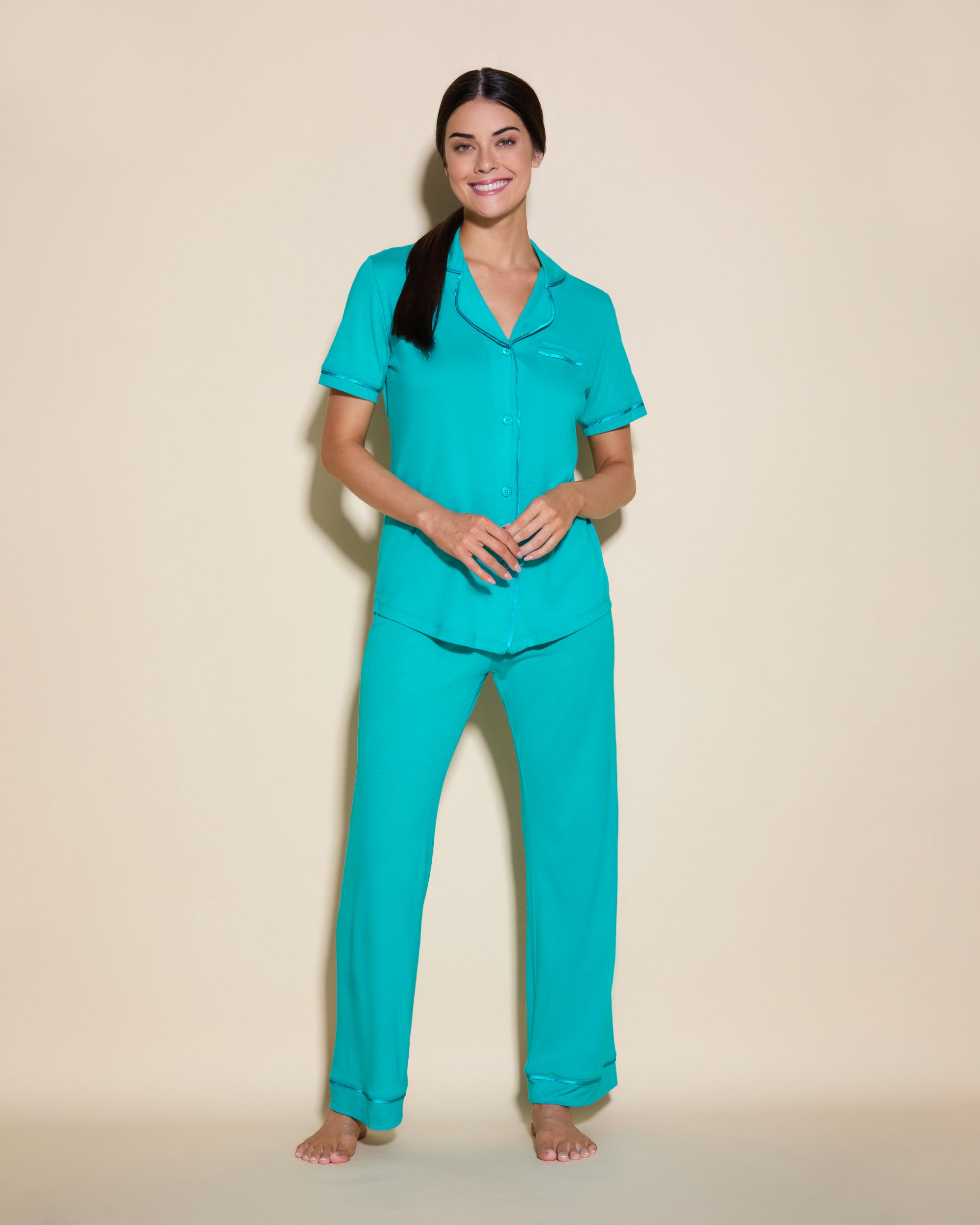 Blue Set - Bella Short Sleeve Top & Pant Pajama Set