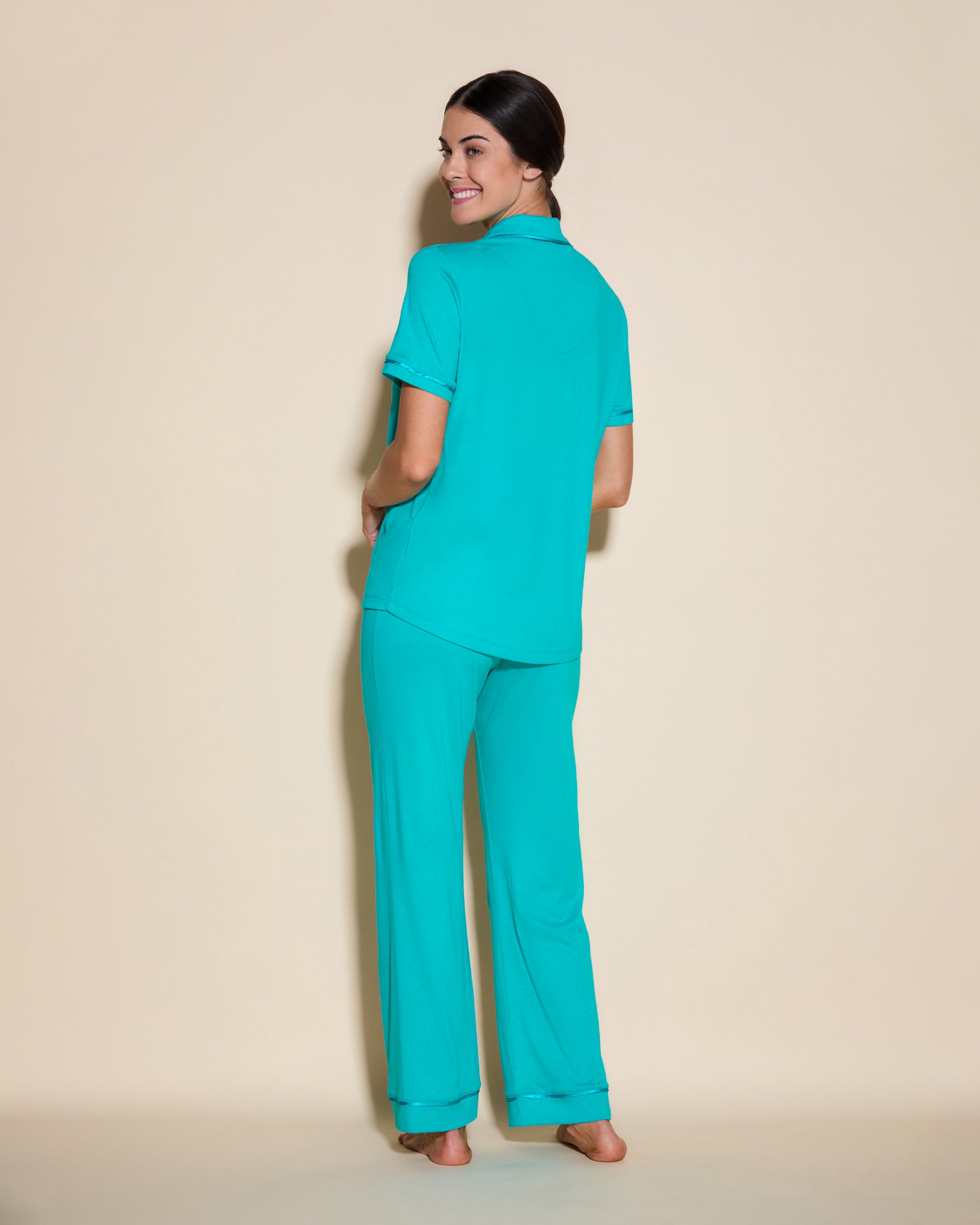 Azul Conjuntos - Bella Pijama Con Camisa De Manga Corta Y Pantalones