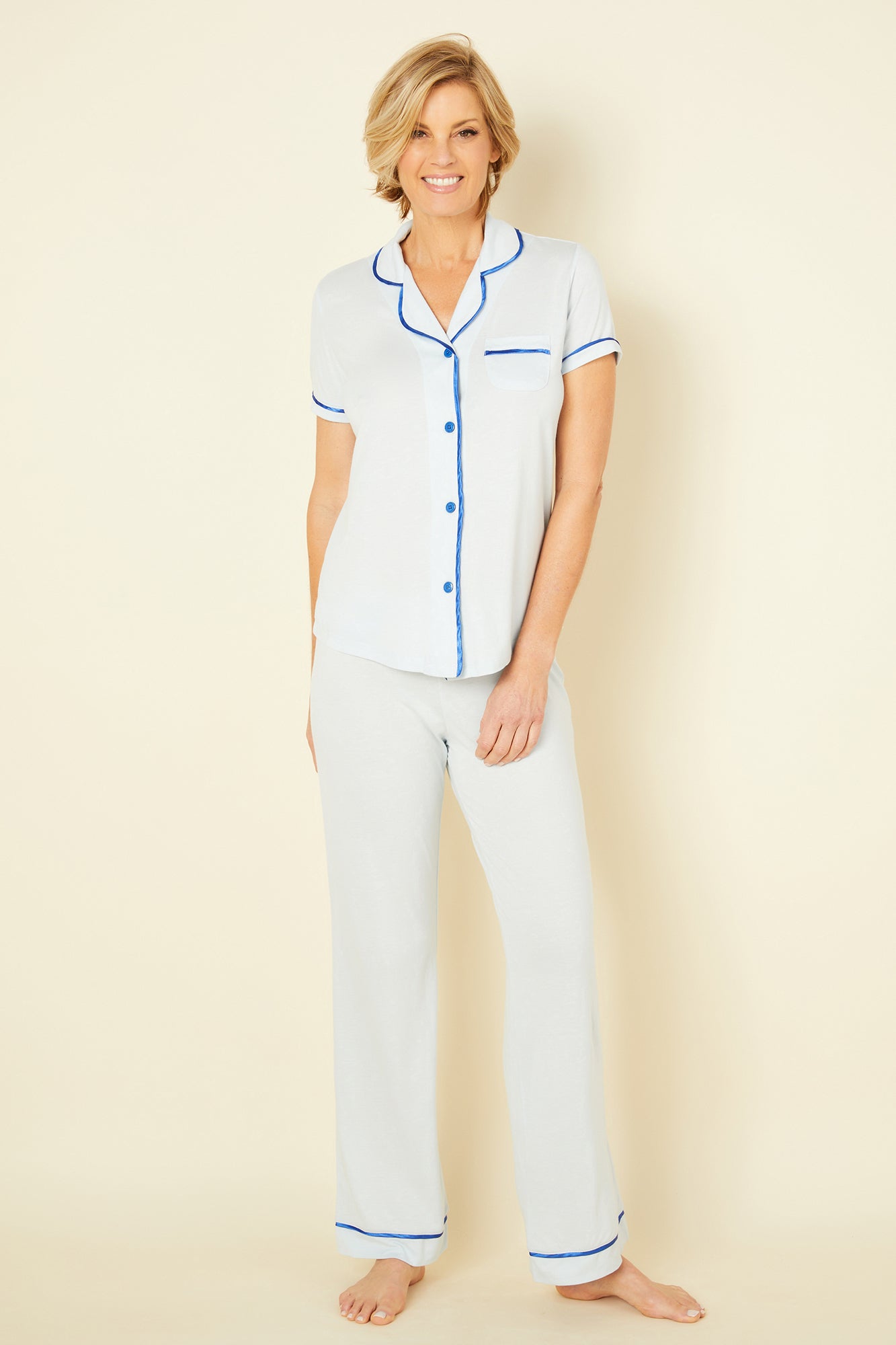 Blue Set - Bella Shortsleeve Top & Pant Pajama Set