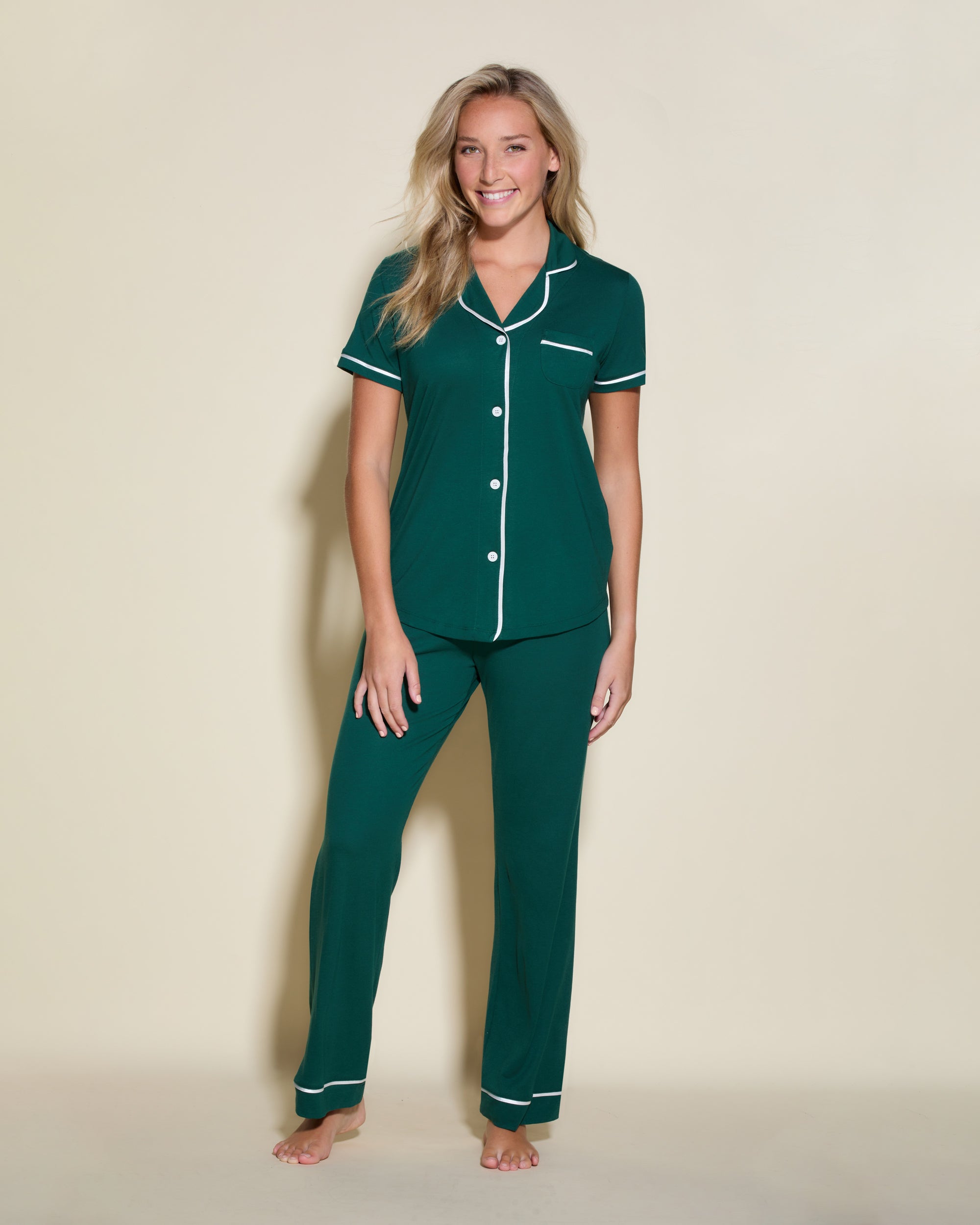 Verte Ensemble - Bella Ensemble De Pyjama Haut Manches Courtes Et Pantalon