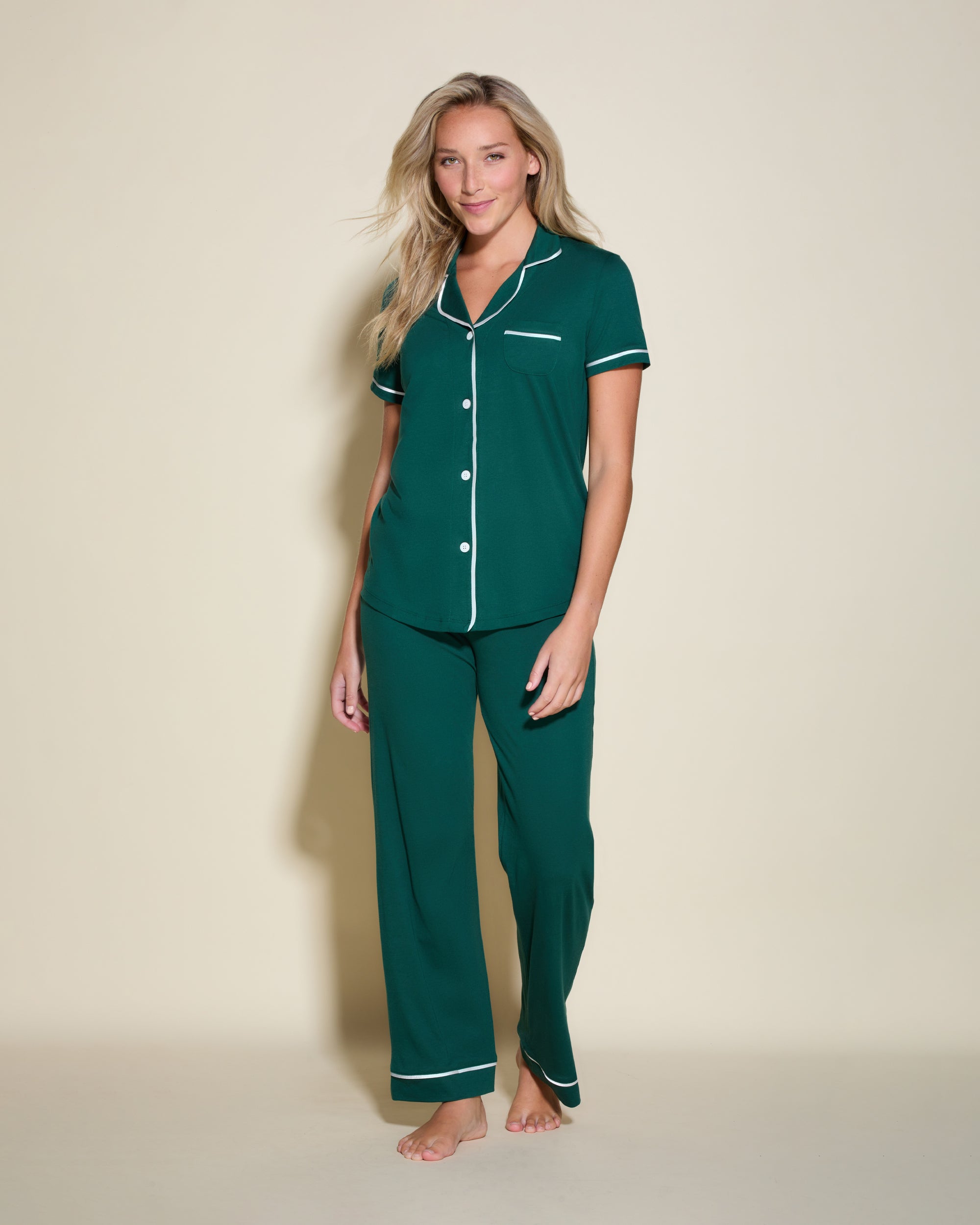 Green Set - Bella Short Sleeve Top & Pant Pajama Set