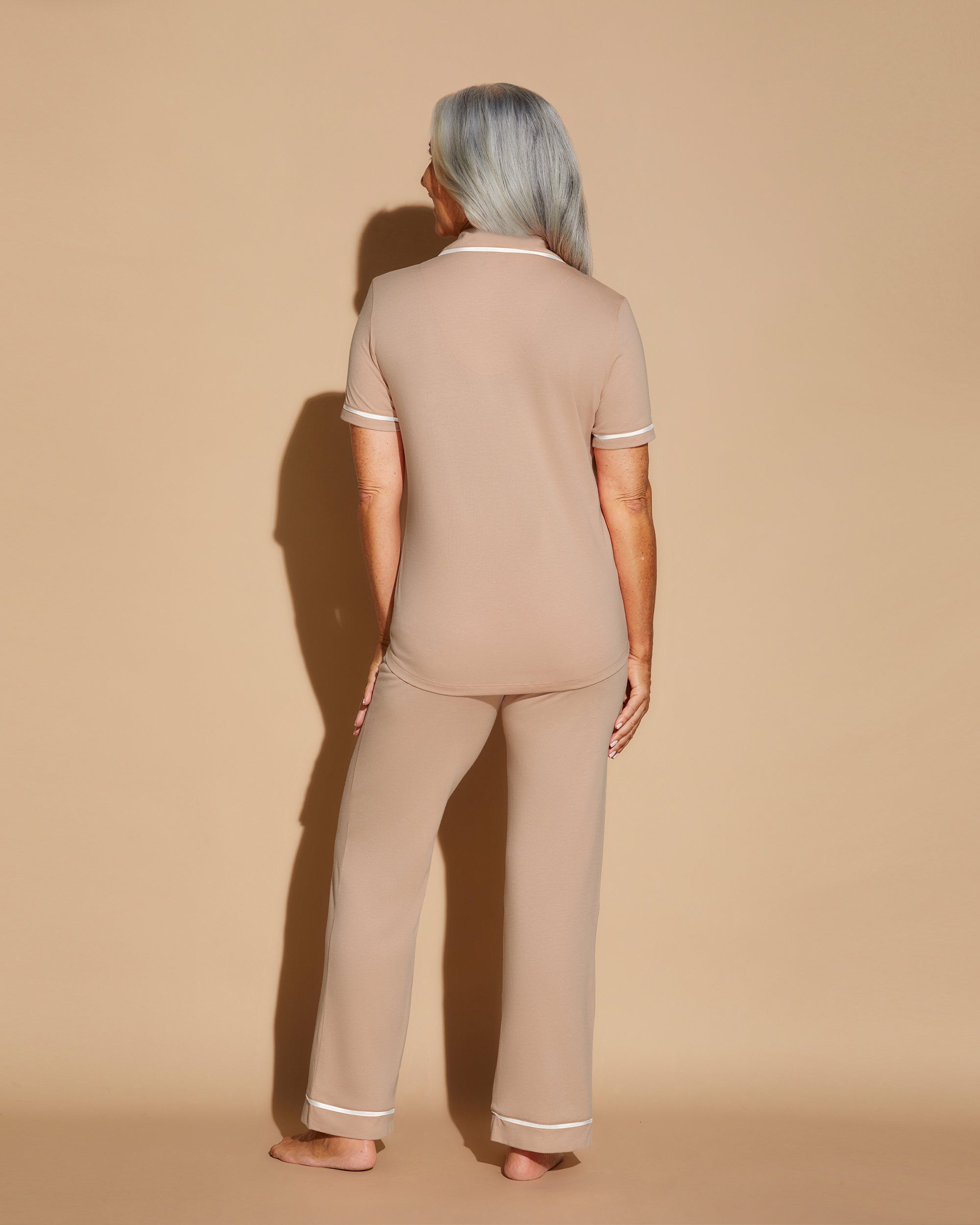 Beige Set - Bella Pigiama Set A Manica Corta E Pantaloni