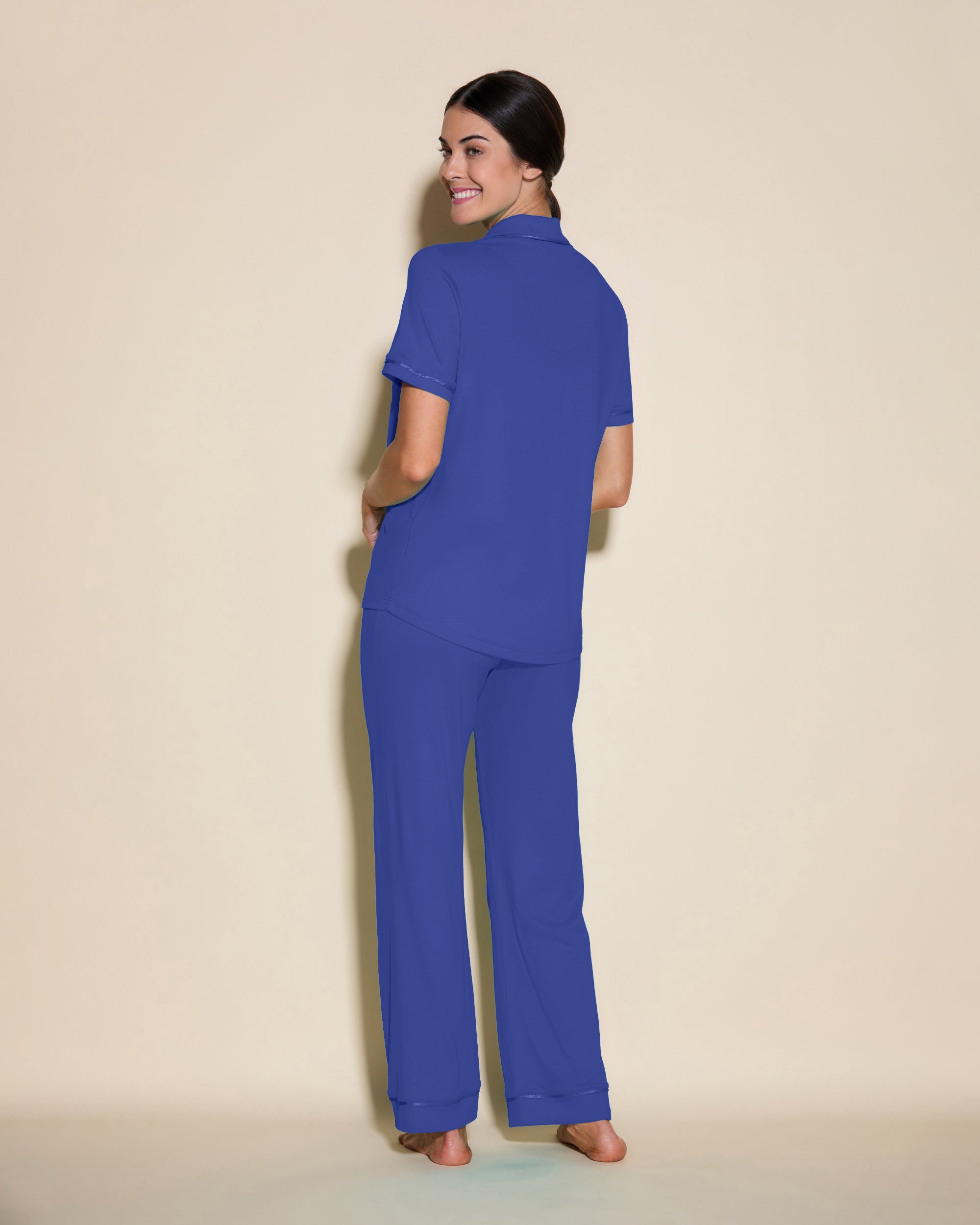 Blau Set - Bella Kurzärmeliges Top & Hose Pyjama-Set