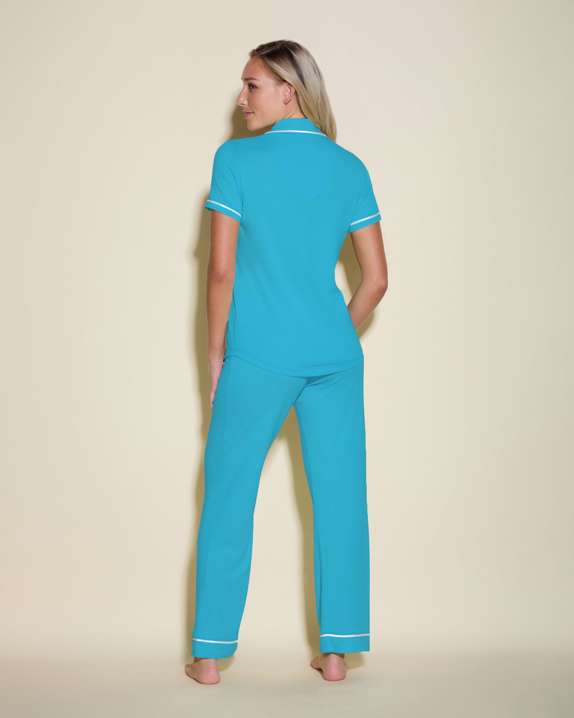 Blau Set - Bella Kurzärmeliges Top & Hose Pyjama-Set