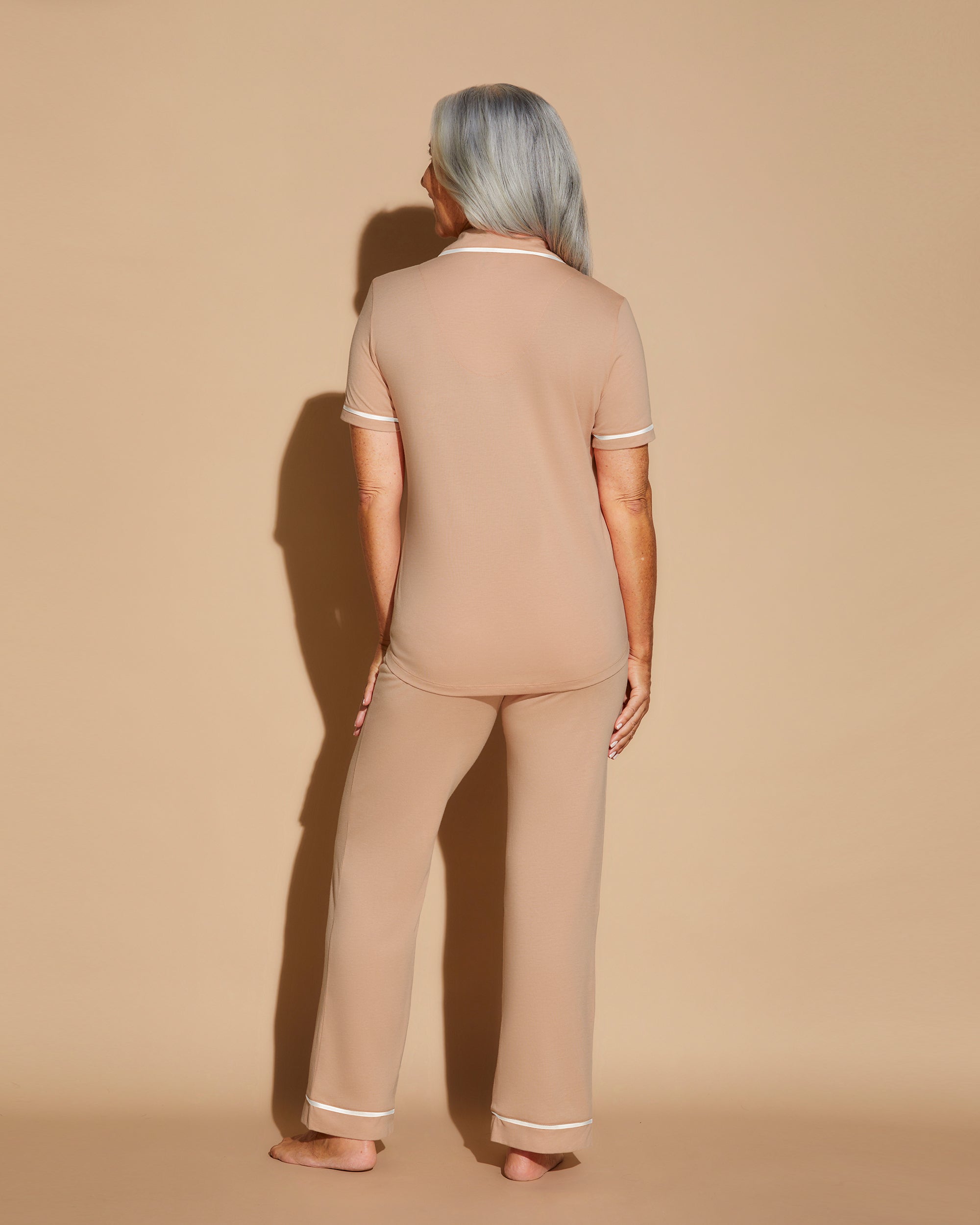 Marron Ensemble - Bella Ensemble De Pyjama Haut Manches Courtes Et Pantalon