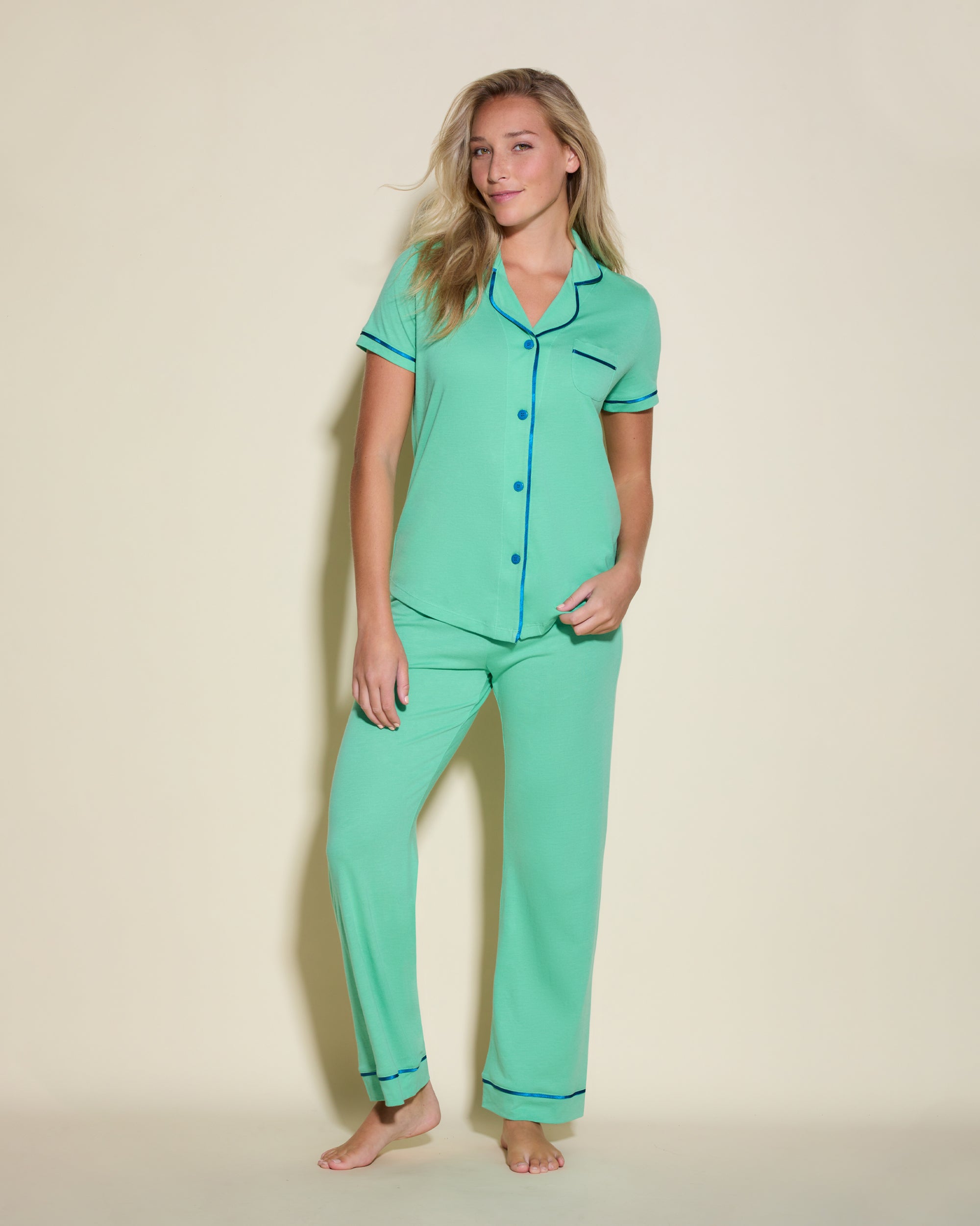 Verde Set - Bella Pigiama Set A Manica Corta E Pantaloni
