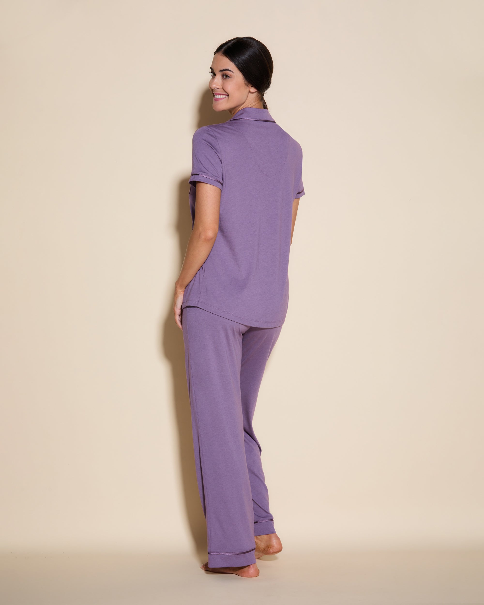 Lila Set - Bella Kurzärmliges Pyjama-Oberteil & -Hose Im Set.