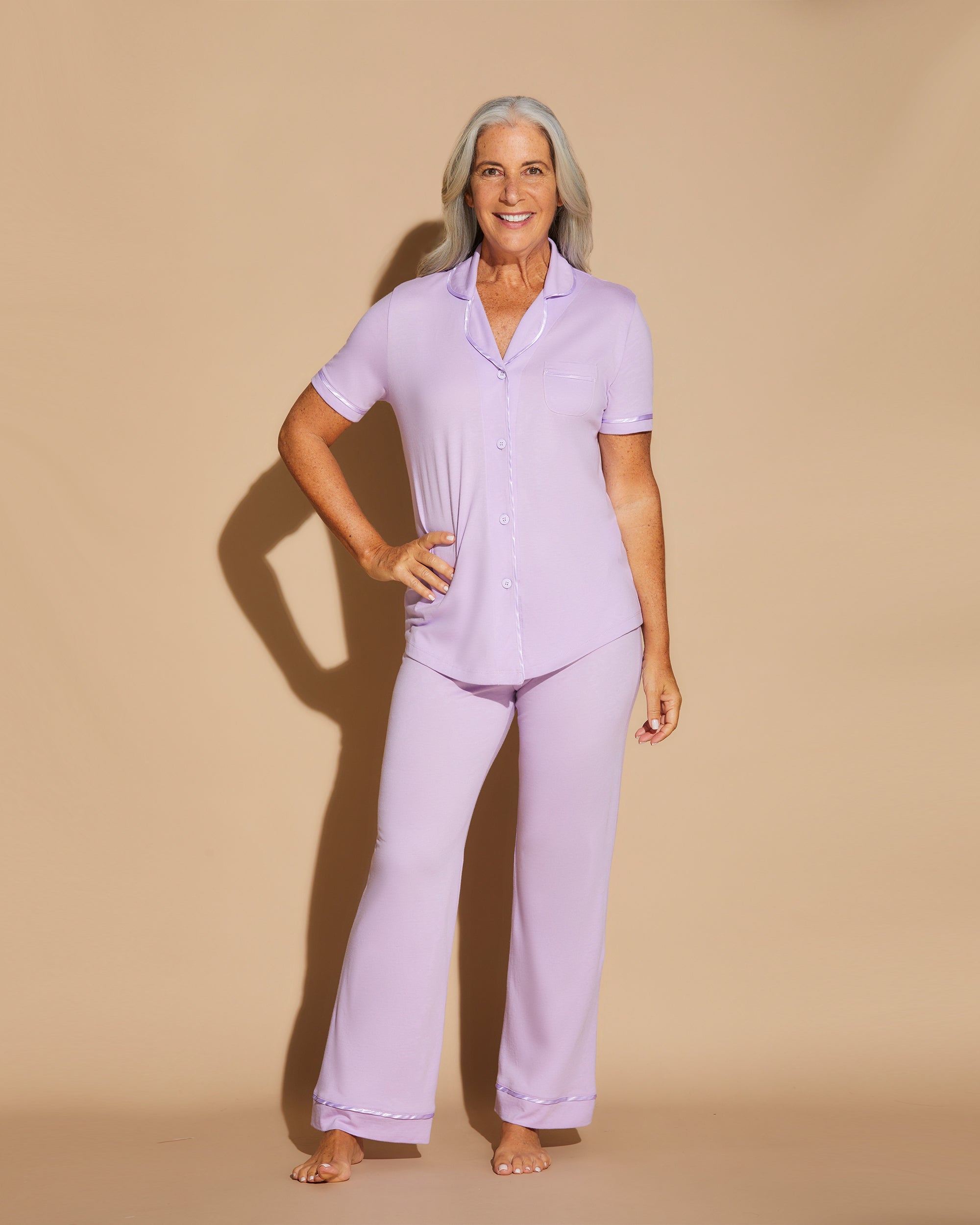 Lila Set - Bella Kurzärmliges Pyjama-Oberteil & -Hose Im Set.