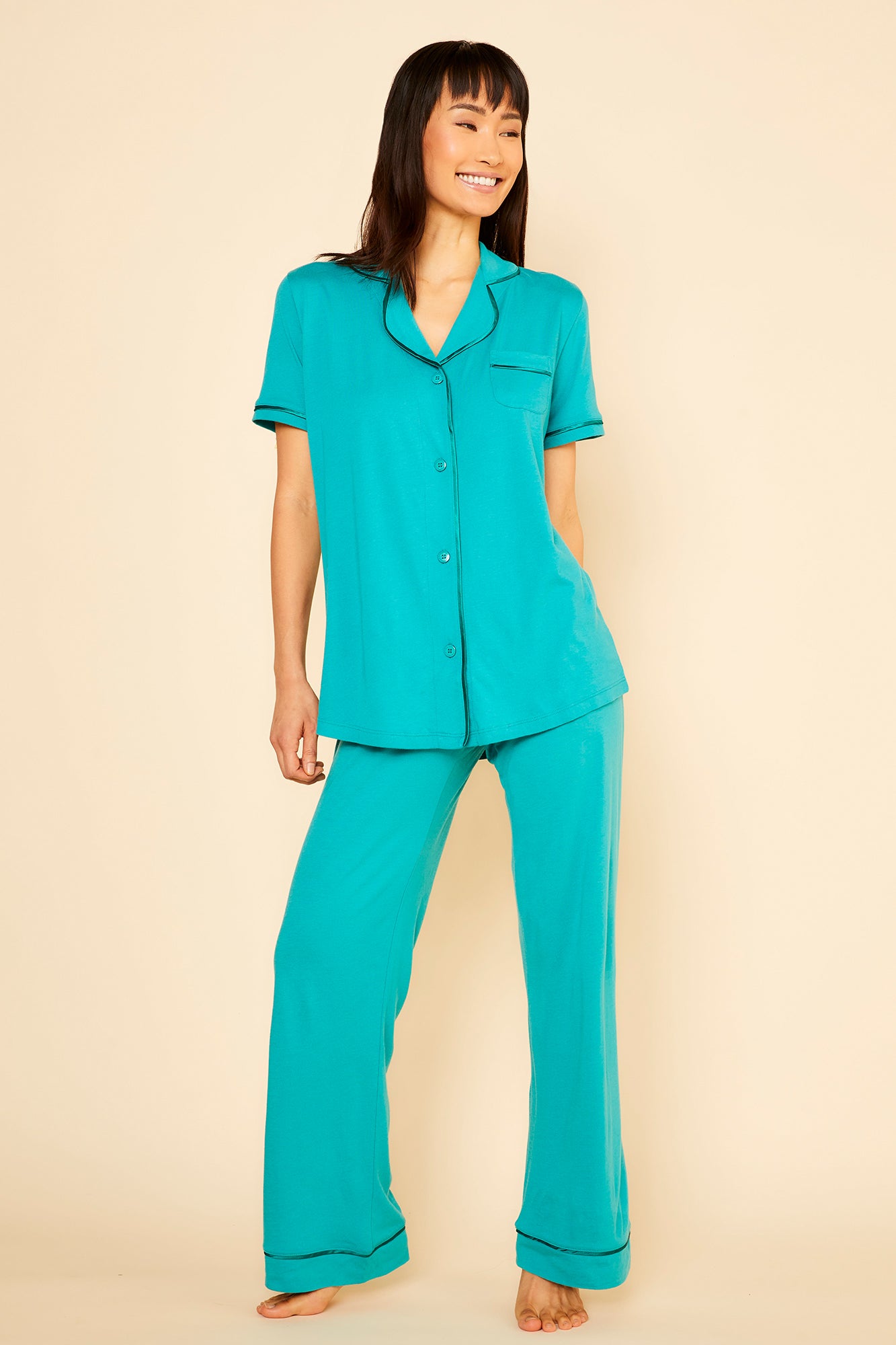 Violette Ensemble - Bella Ensemble De Pyjama Haut Manches Courtes Et Pantalon