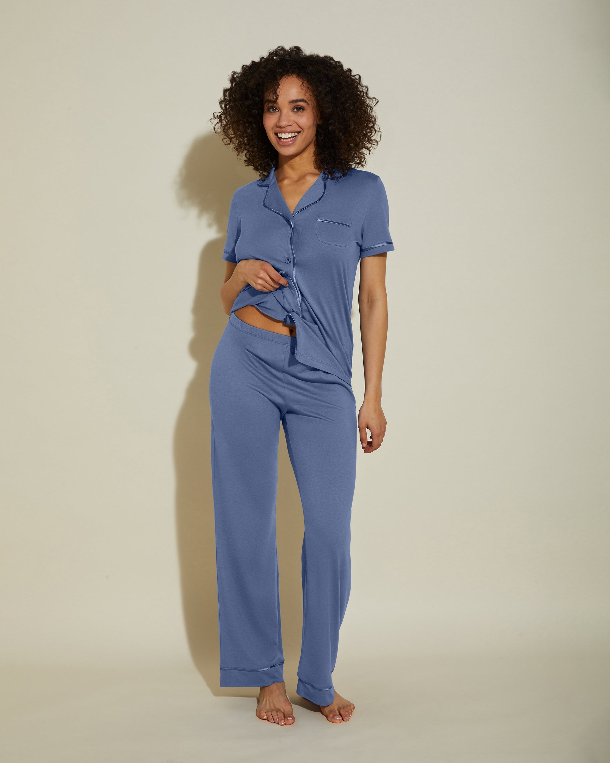 Bleue Ensemble - Bella Ensemble Pyjama Haut  À Manches Courtes Et Pantalon