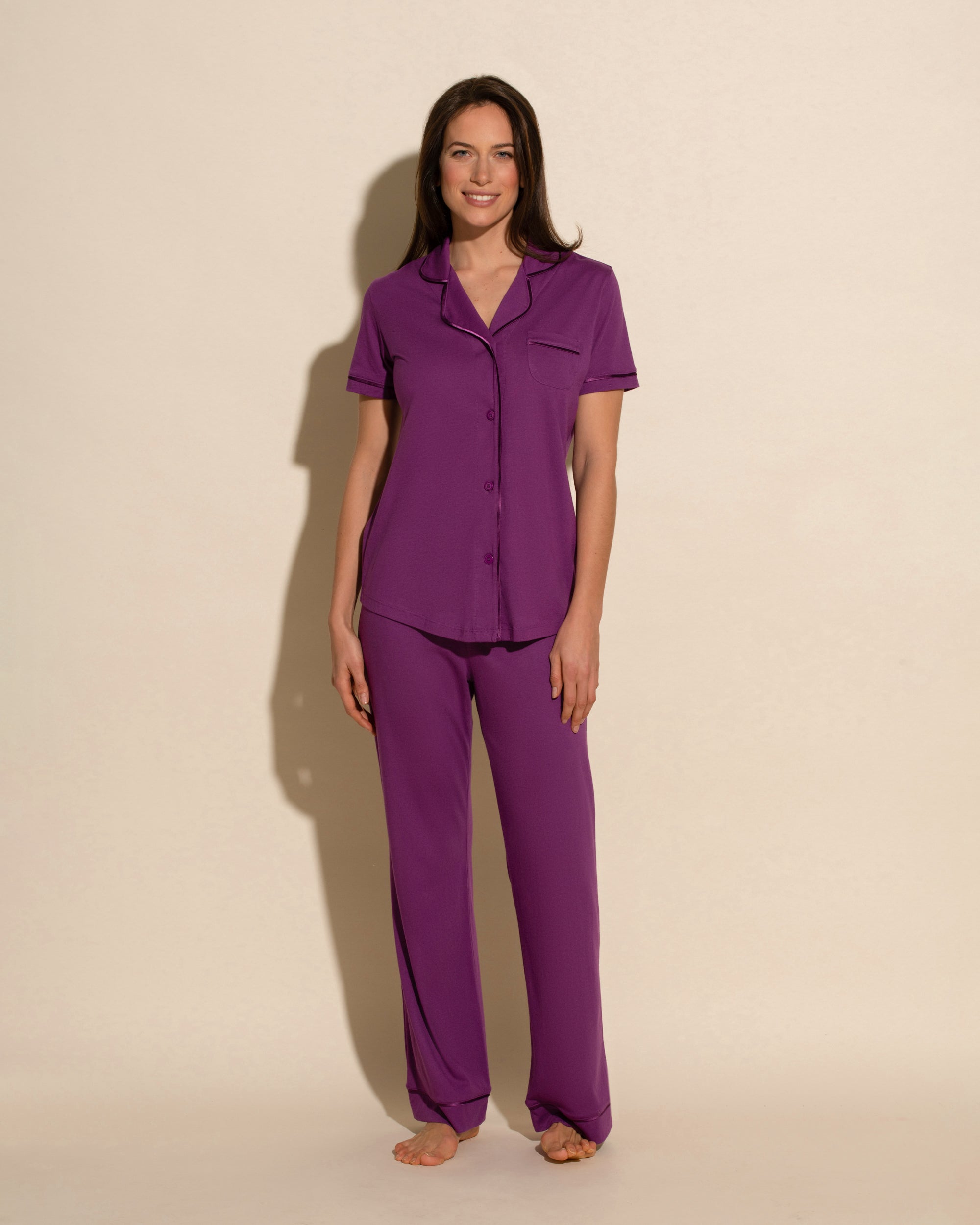 Púrpura Conjuntos - Bella Conjunto De Pijama Con Camisa De Manga Corta Y Pantalones