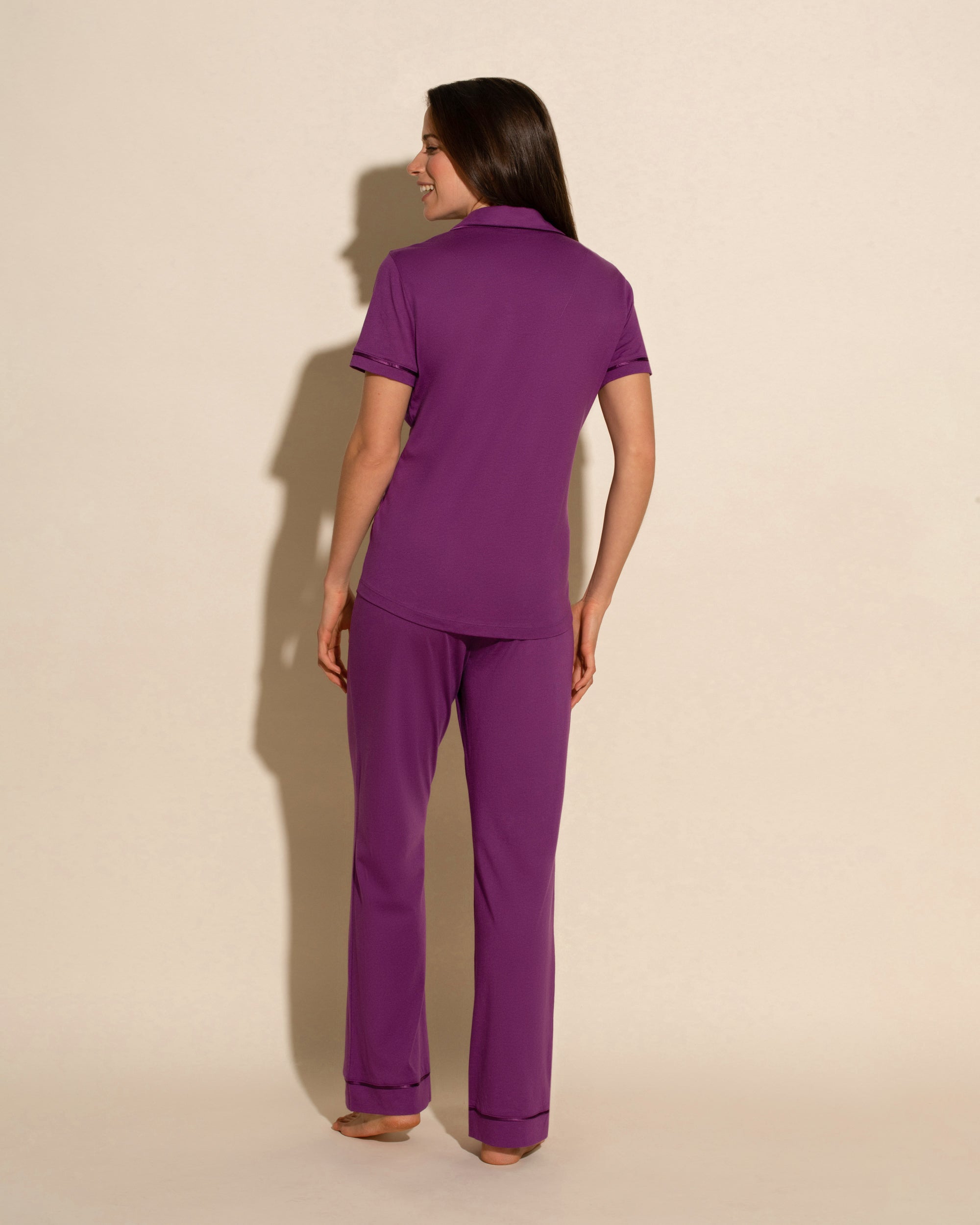 Lila Set - Bella Kurzärmeliges Top & Hose Pyjama-Set