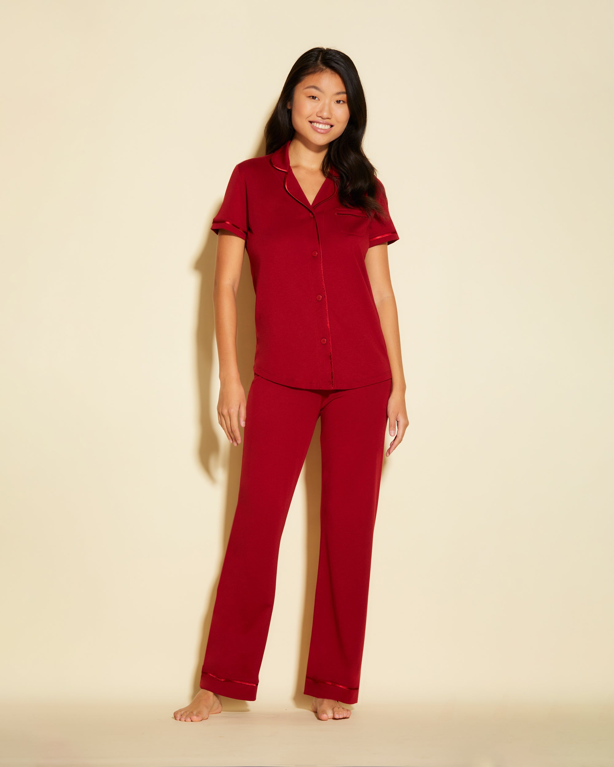 Rossa Set - Bella Pigiama Set A Manica Corta E Pantaloni