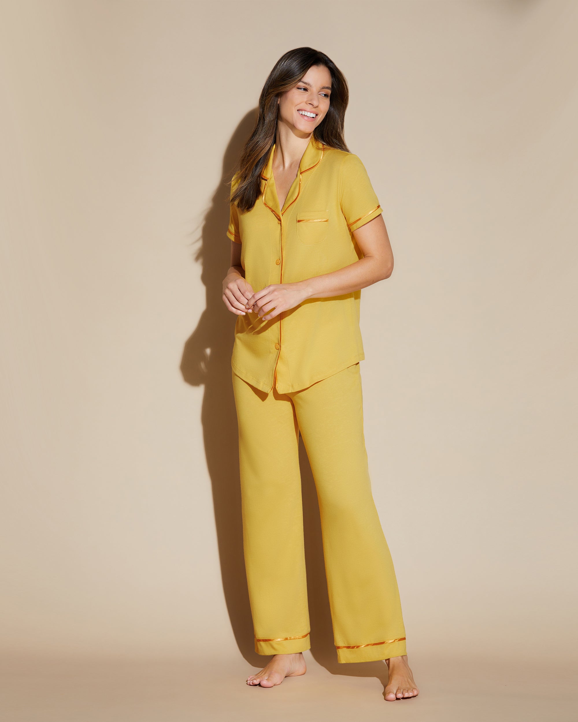 Gelb Set - Bella Kurzärmliges Pyjama-Oberteil & -Hose Im Set.