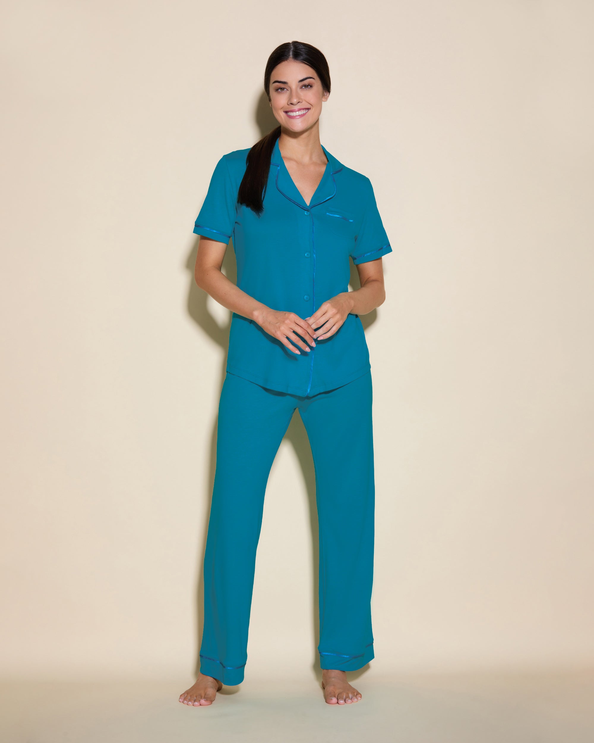Blue Set - Bella Short Sleeve Top & Pant Pajama Set