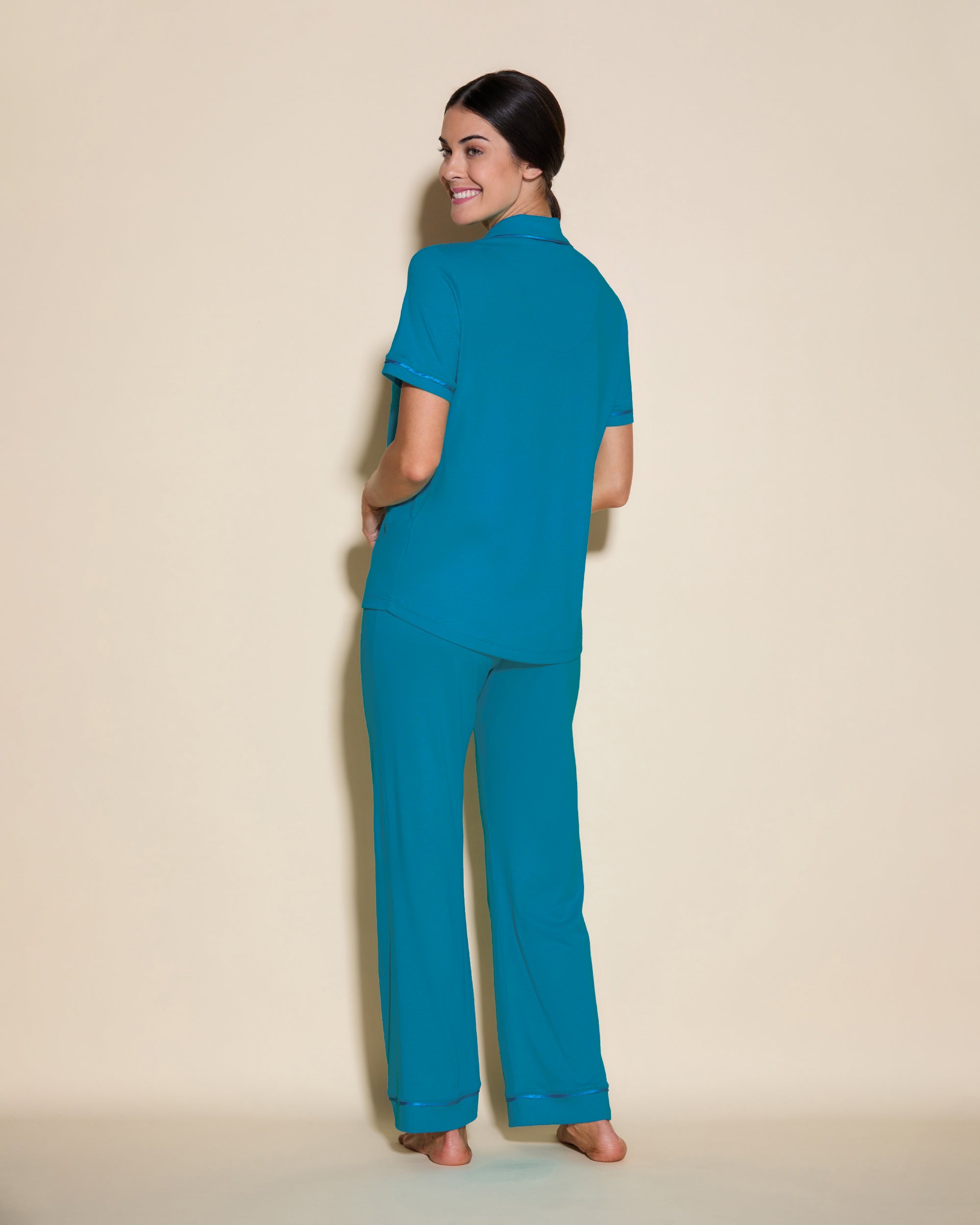 Blue Set - Bella Short Sleeve Top & Pant Pajama Set