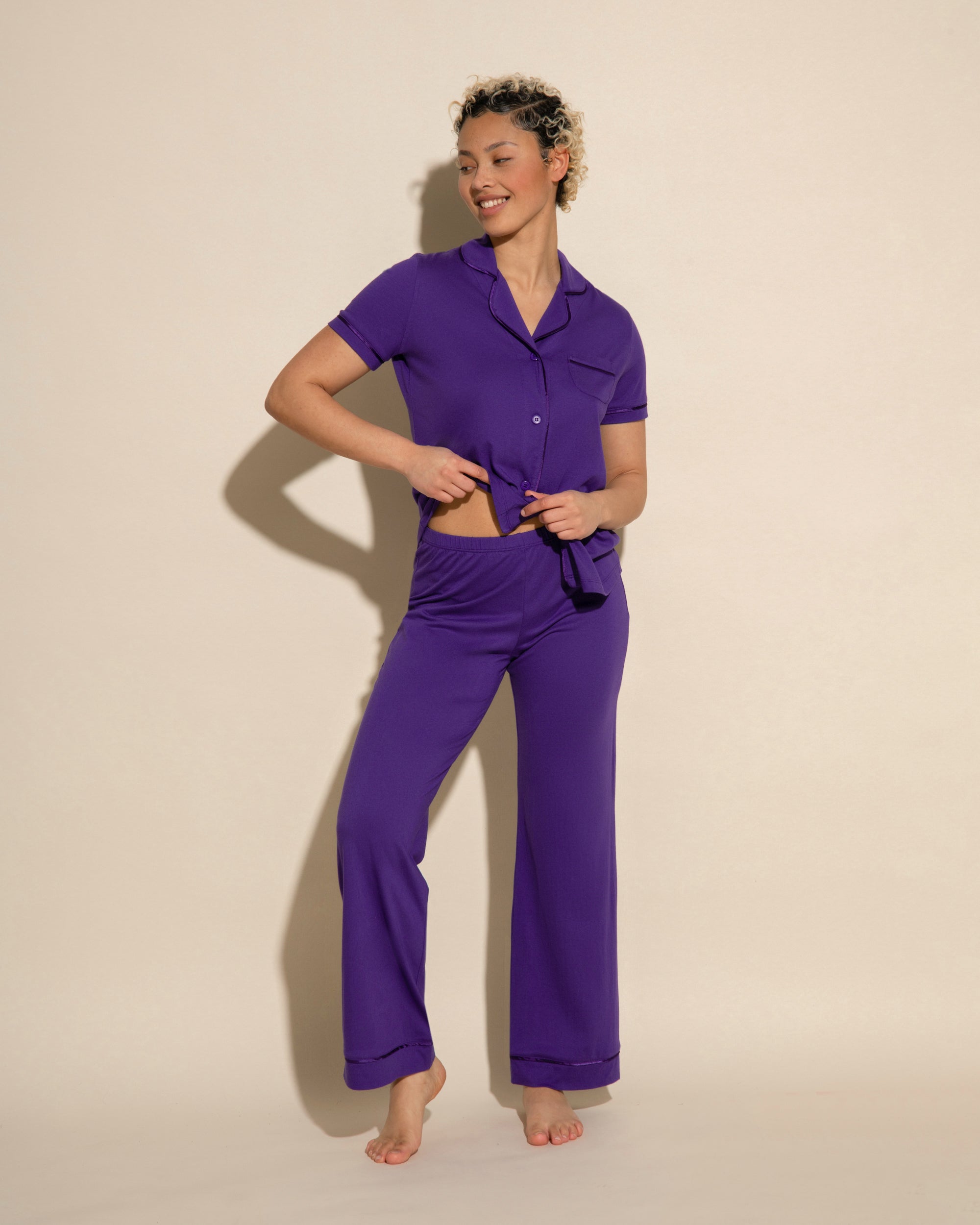 Purple Set - Bella Short Sleeve Top & Pant Pajama Set