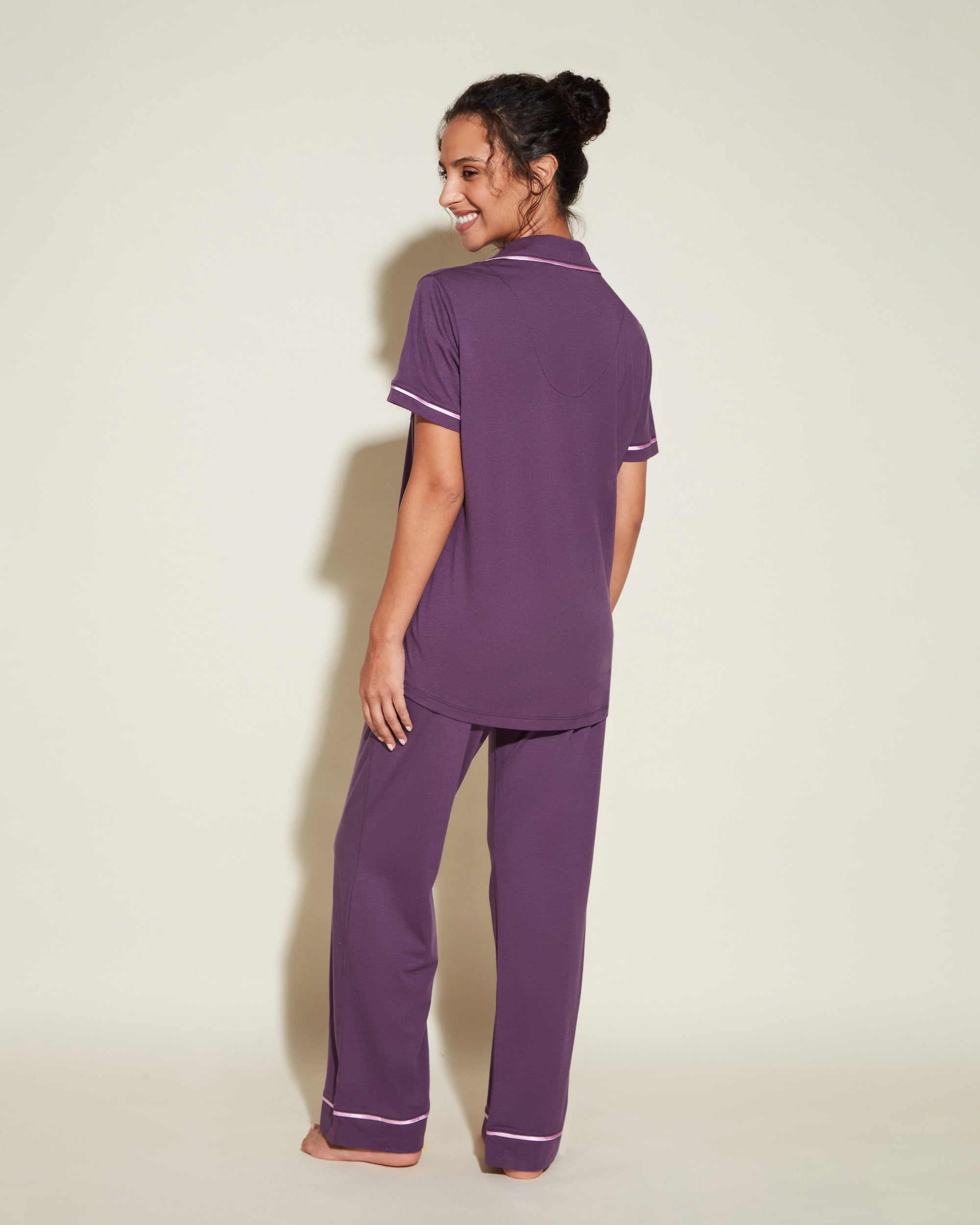 Lila Set - Bella Kurzärmeliges Top & Hose Pyjama-Set