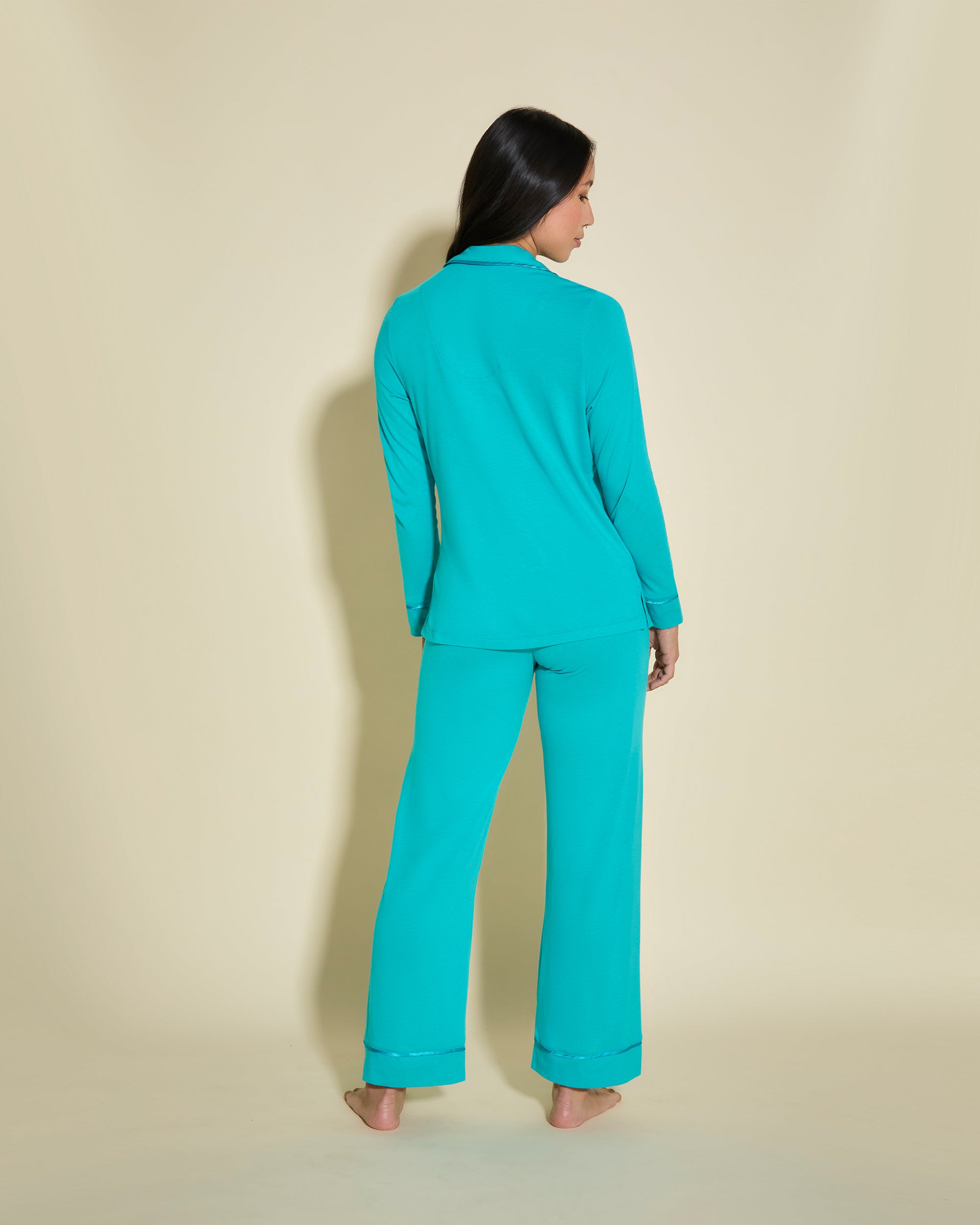 Azul Conjuntos - Bella Camisa De Manga Larga Y Pantalones De Pijama Petite