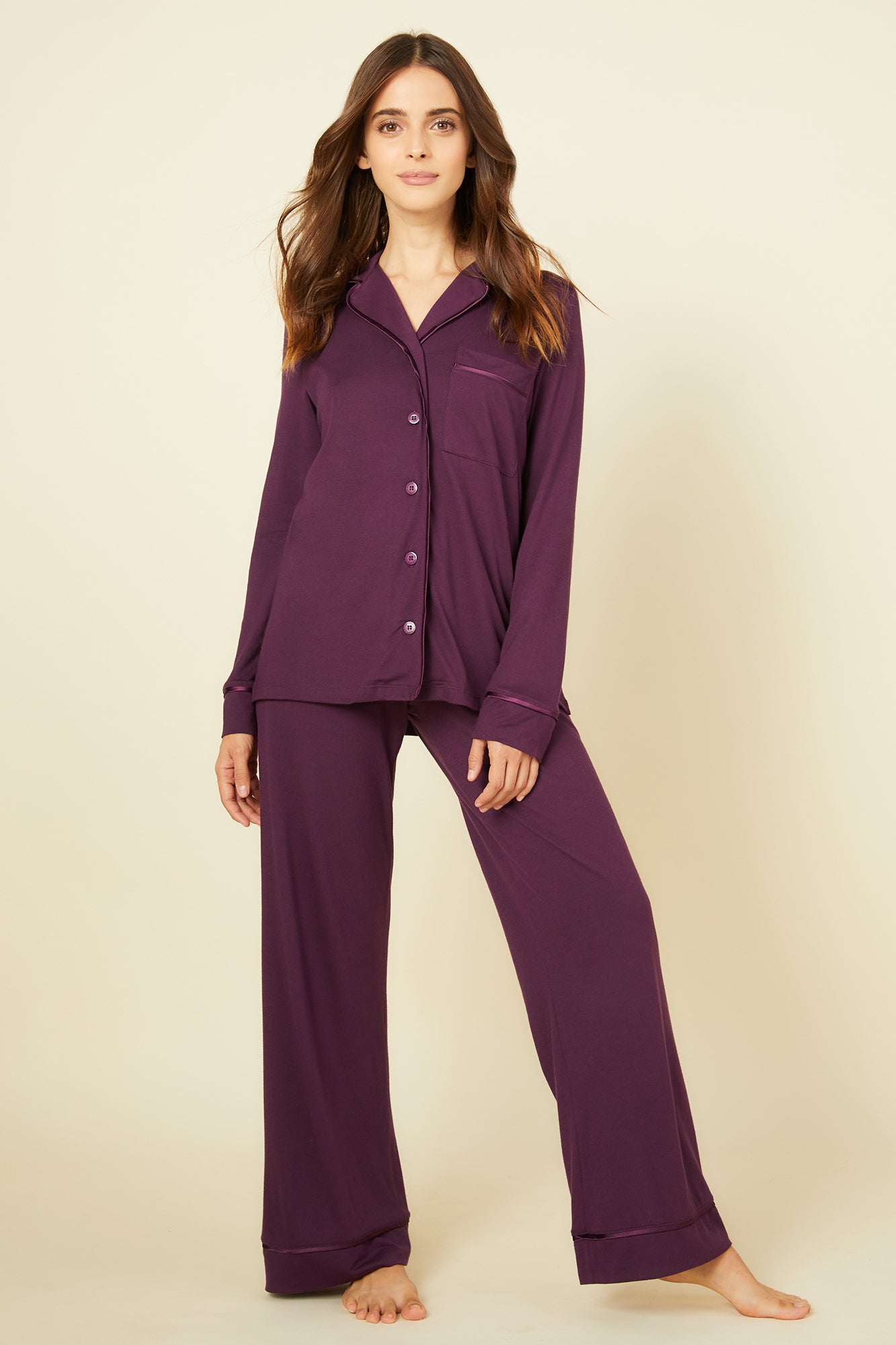 Purple Set - Bella Petite Long Sleeve Top & Pant Pajamas