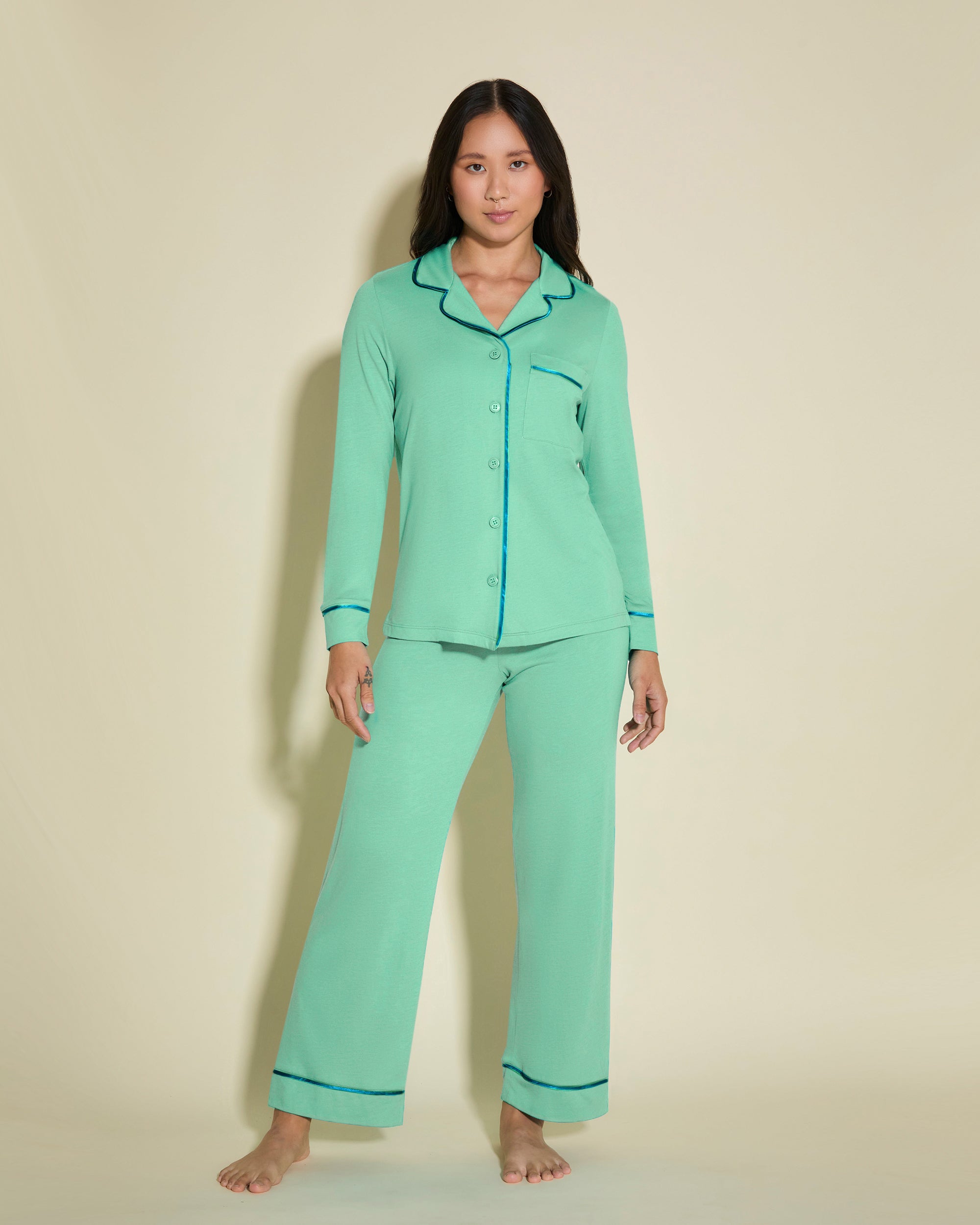 Green Set - Bella Petite Long Sleeve Top & Pant Pajamas