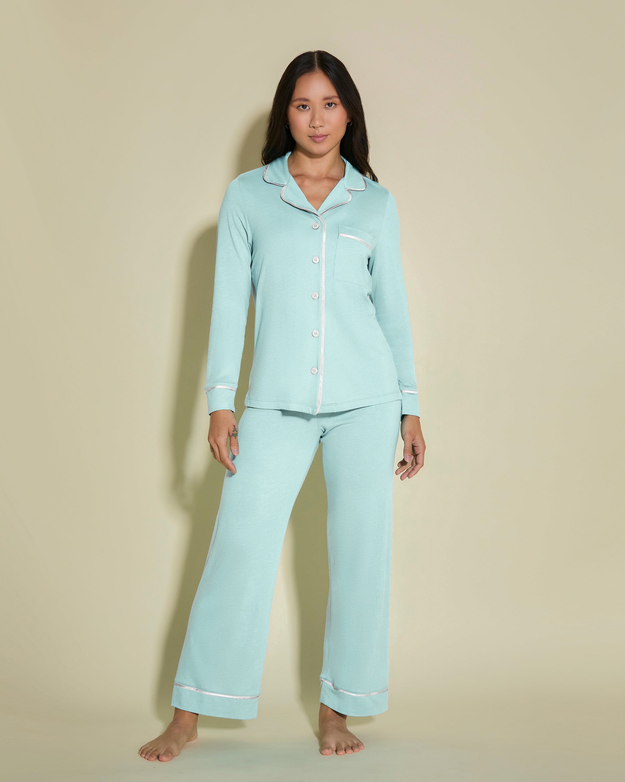 Blu Set - Bella Pigiama Con Top A Maniche Lunghe E Pantalone Petite