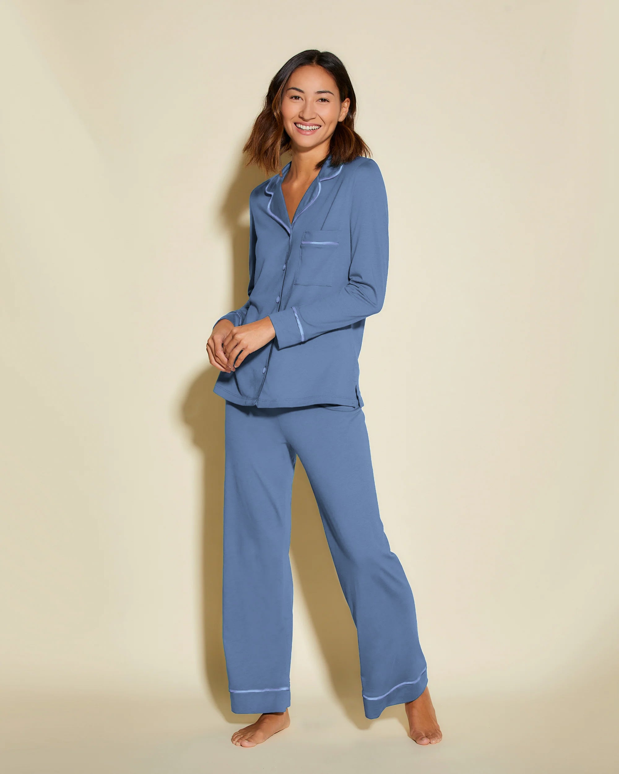Blau Set - Bella Petite Langarm Oberteil & Hose Pyjama-Set