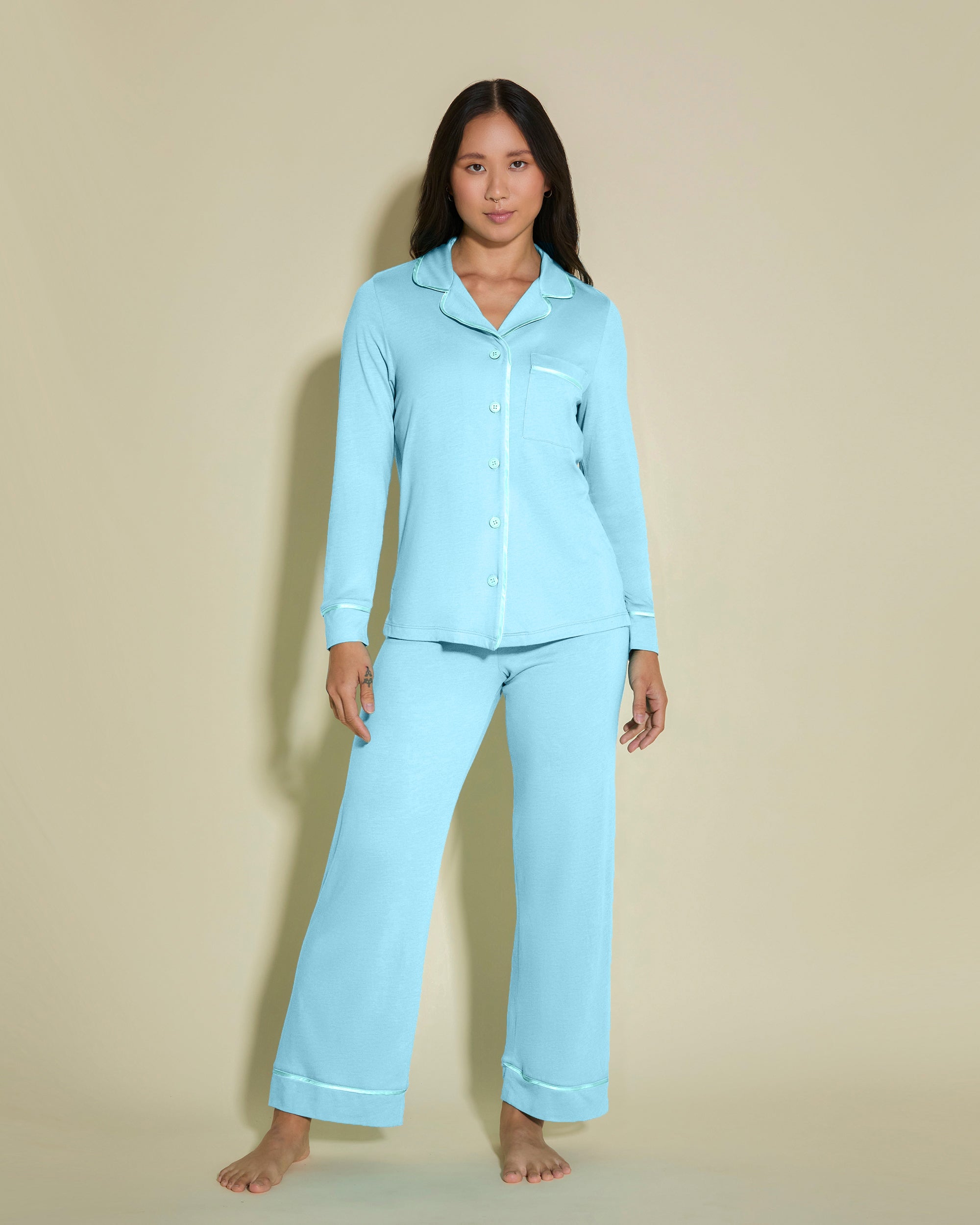 Blau Set - Bella Petite Langarm Oberteil & Hose Pyjama-Set