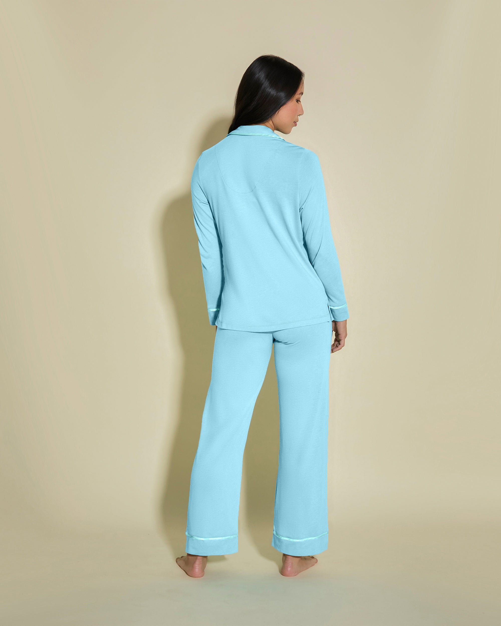 Azul Conjuntos - Bella Conjunto De Pijama Petite Con Camisa De Manga Larga Y Pantalones.