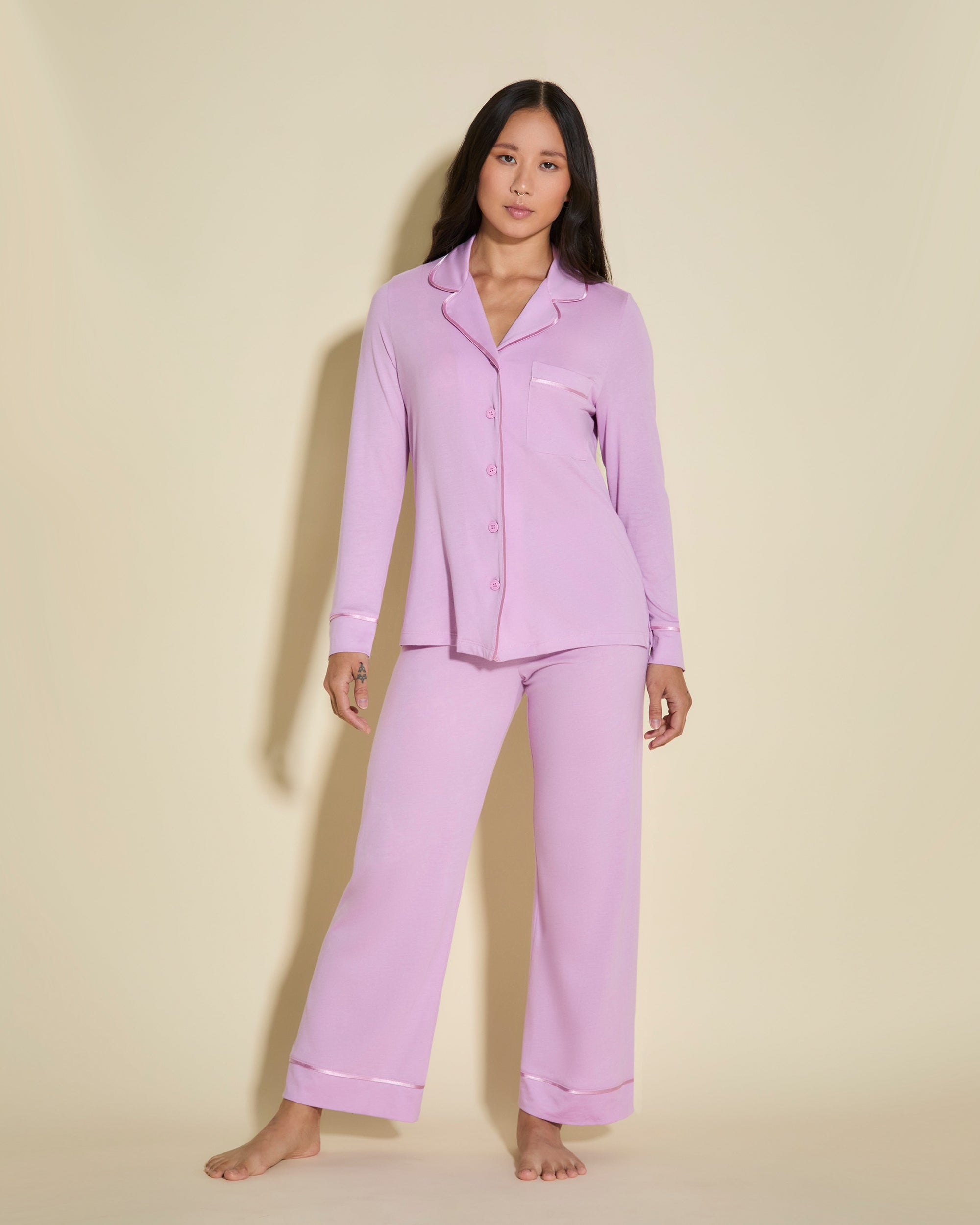 Lila Set - Bella Petite Langarm Oberteil & Hose Pyjama-Set