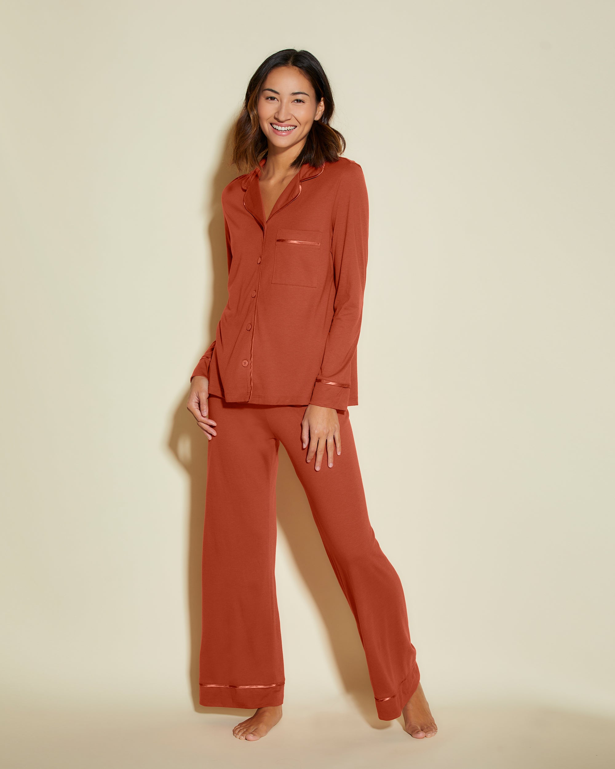 Orange Set - Bella Petite Long Sleeve Top & Pant Pajamas