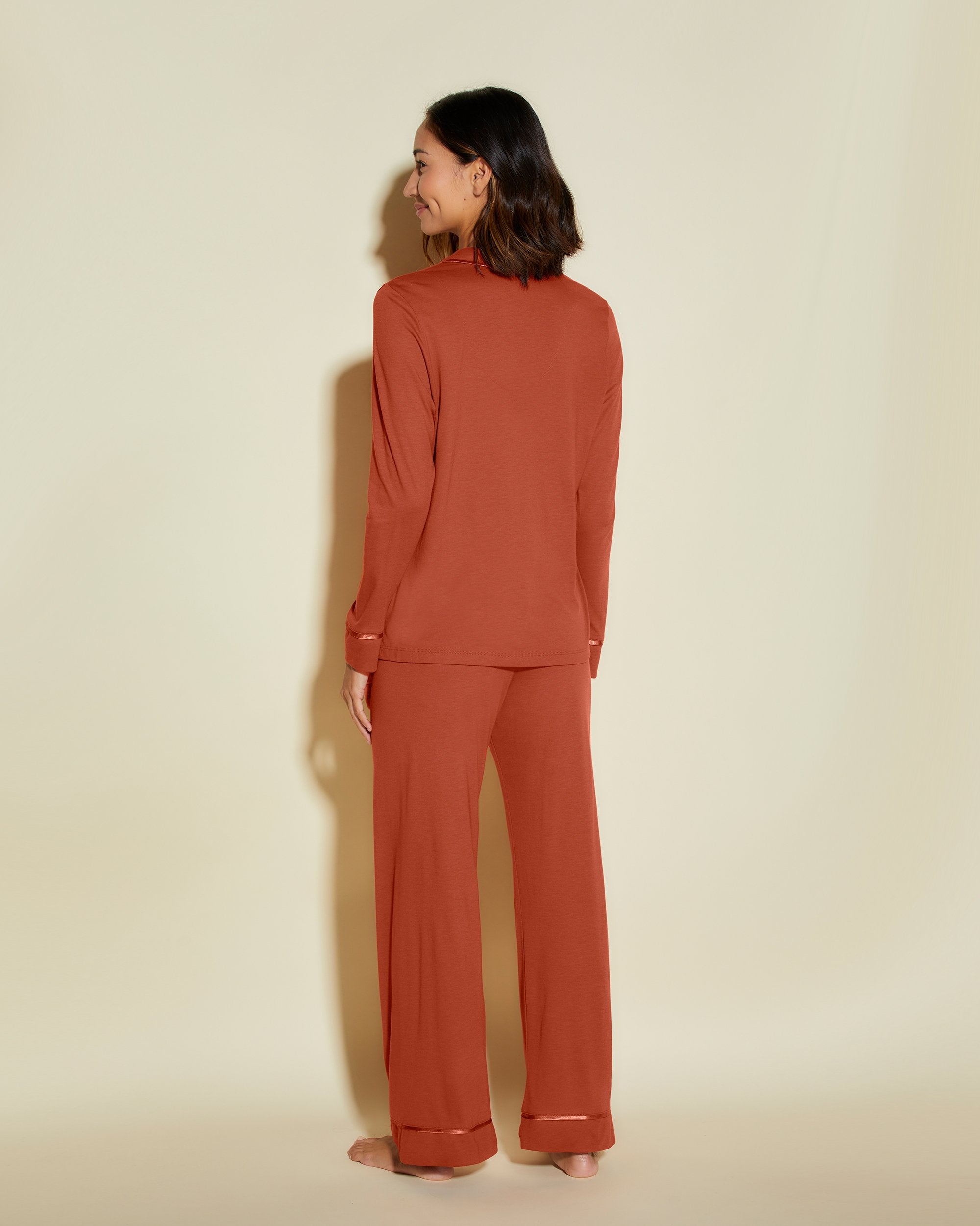 Naranja Conjuntos - Bella Camisa De Manga Larga Y Pantalones De Pijama Petite