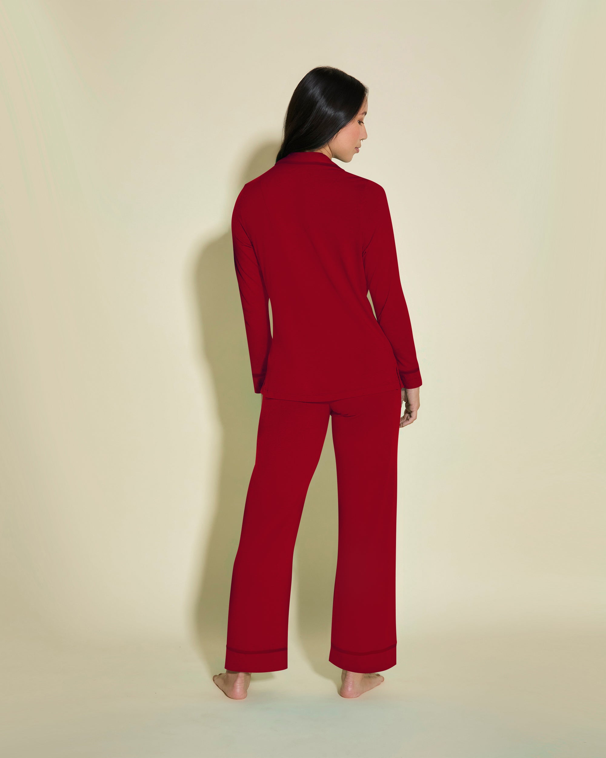 Rot Set - Bella Petite Langarm Oberteil & Hose Pyjama-Set
