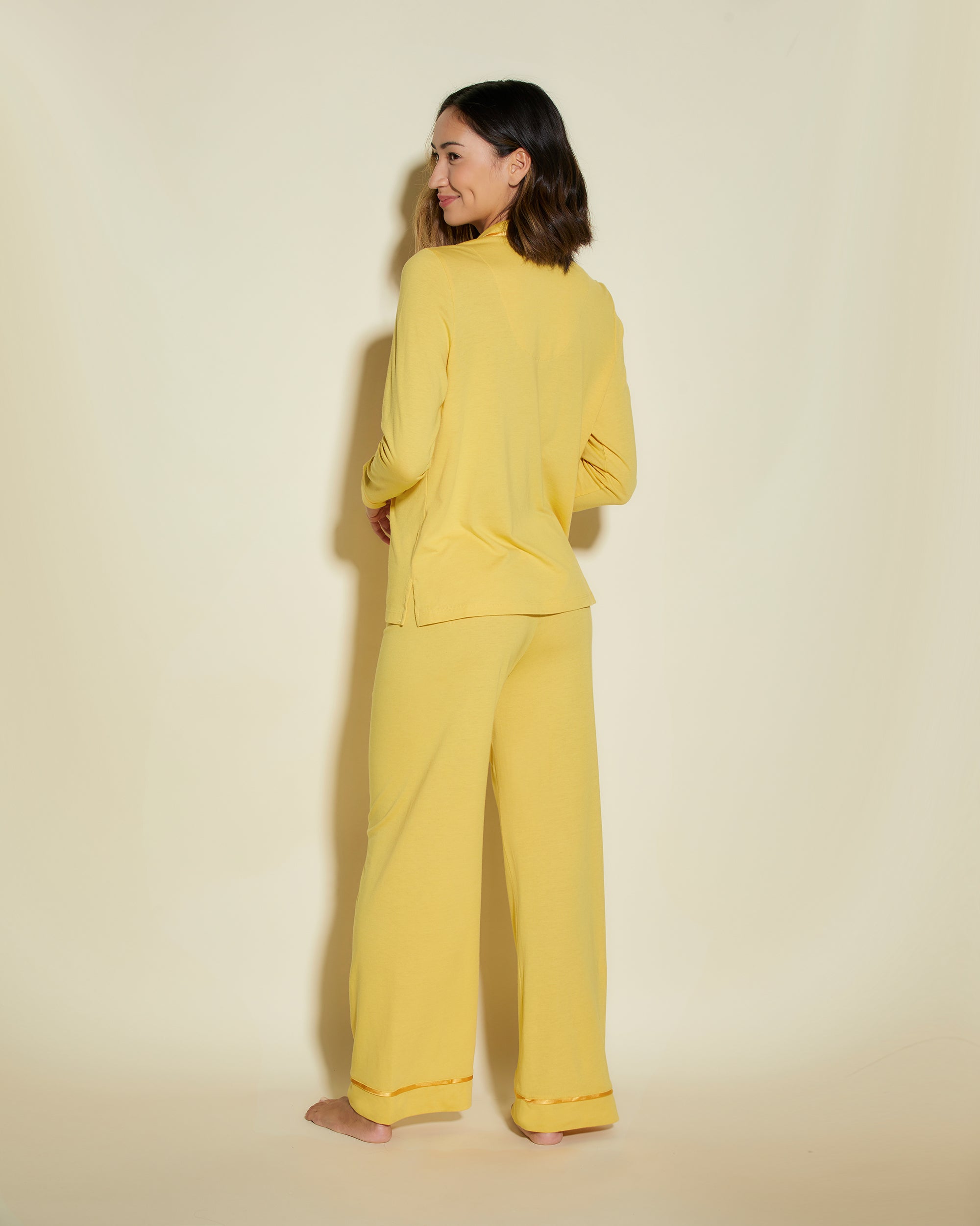 Giallo Set - Bella Pigiama Con Top A Maniche Lunghe E Pantalone Petite