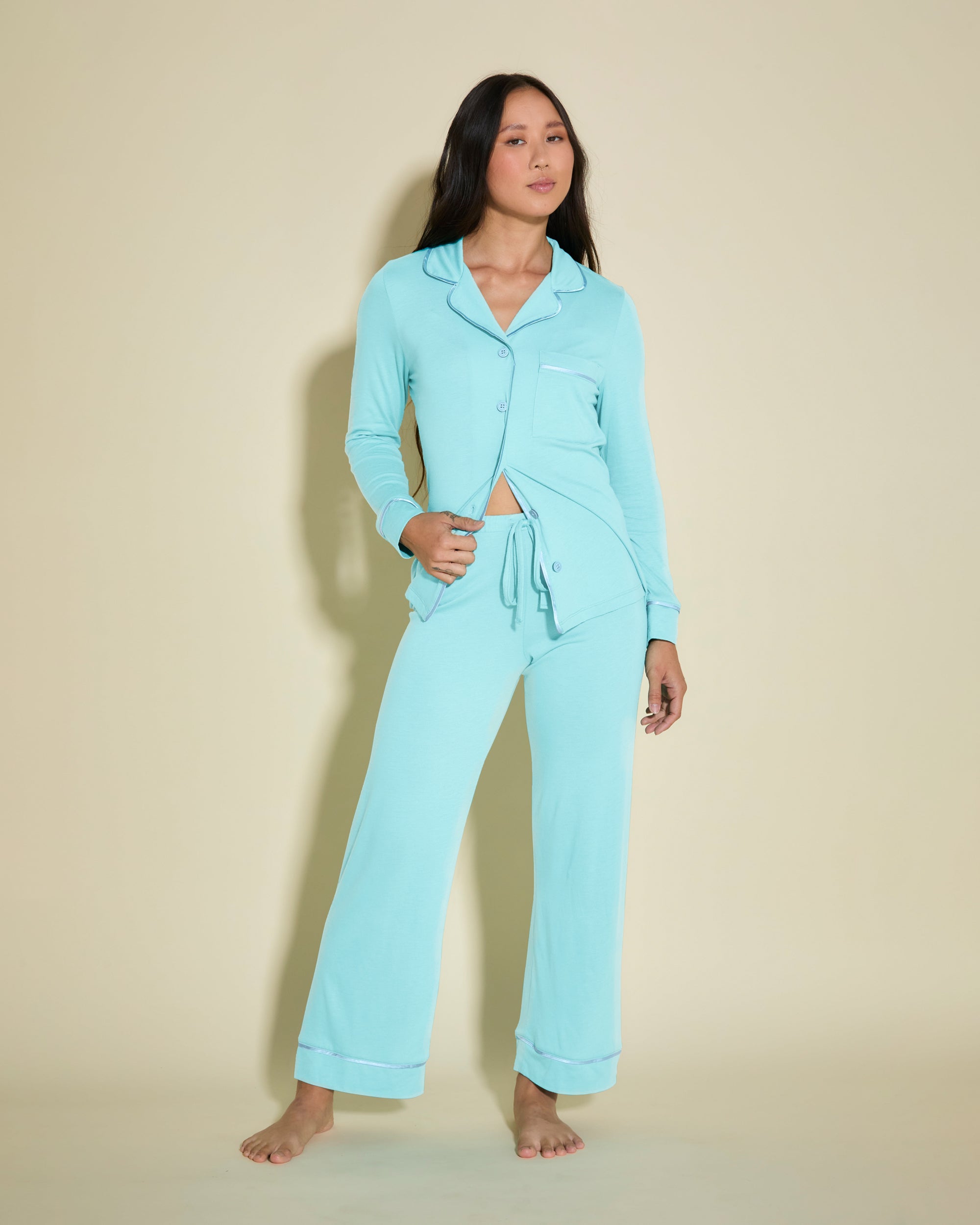 Grün Set - Bella Petite Langarm Oberteil & Hose Pyjama-Set
