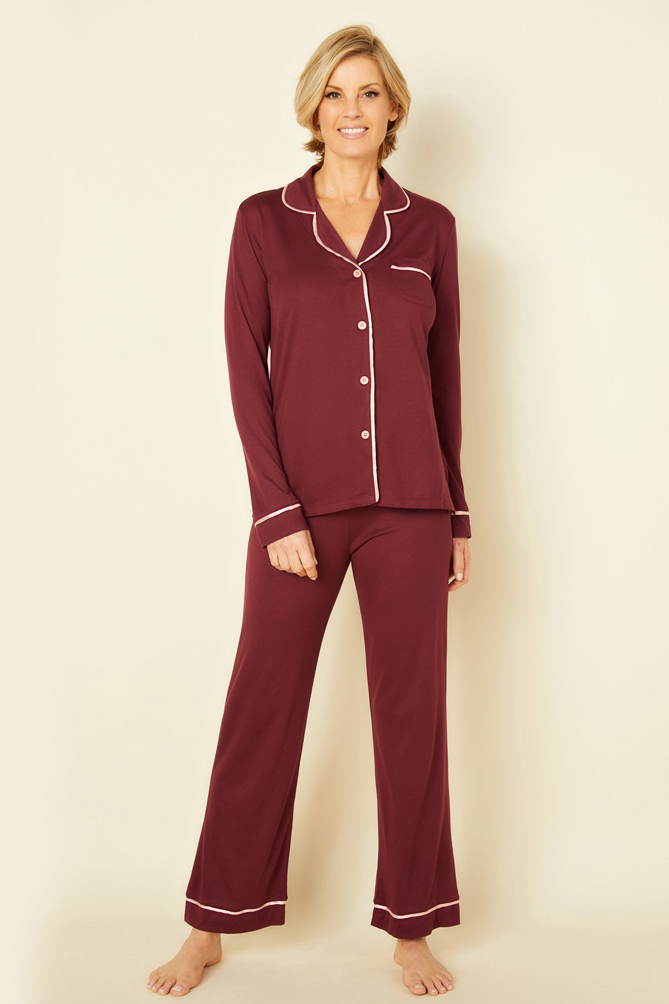 Red Set - Bella Petite Long Sleeve Top & Pant Pajamas