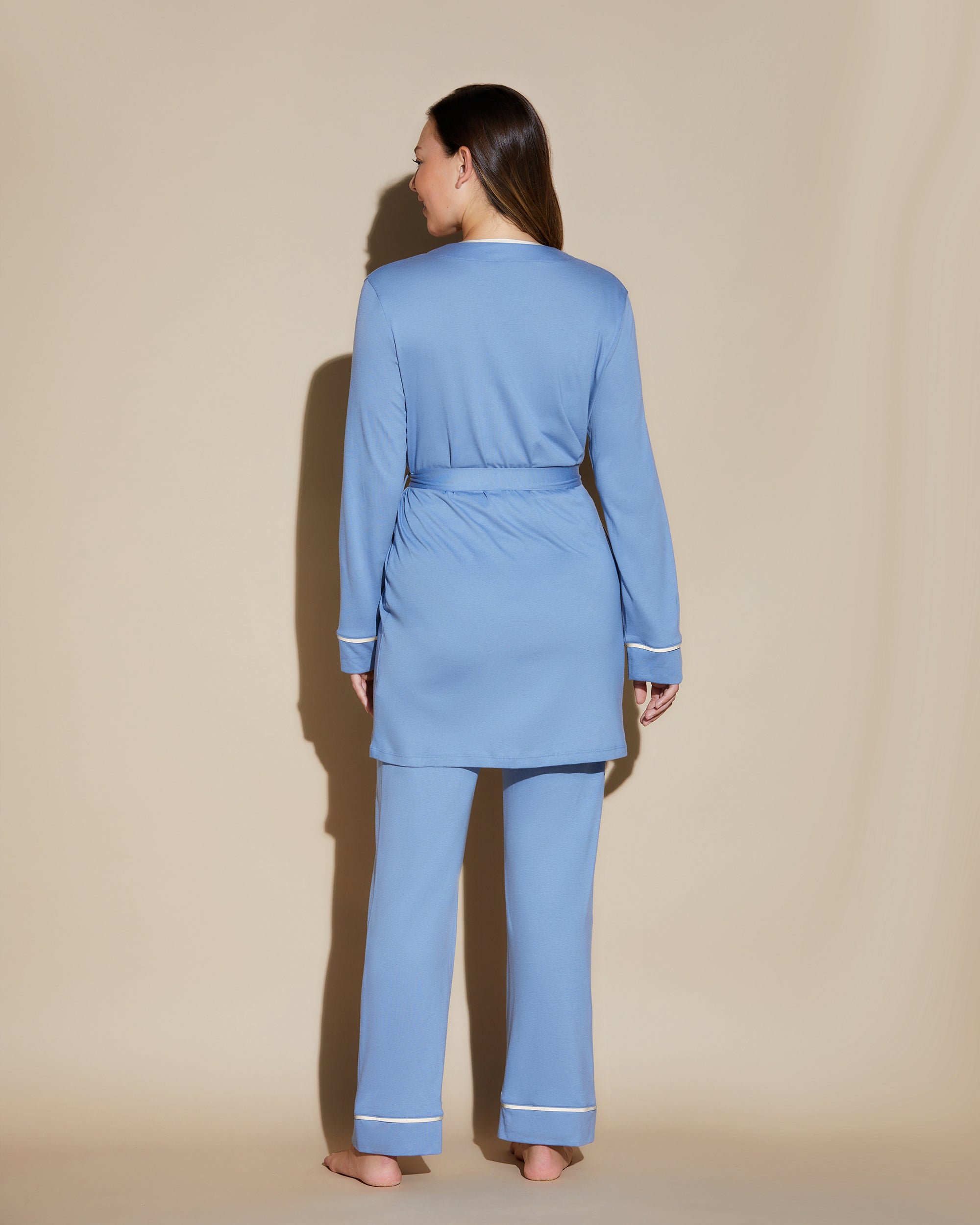 Bleue Ensemble - Bella Ensemble De Pyjama Caraco Dos Nageur, Robe De Chambre, Pantalon Curvy