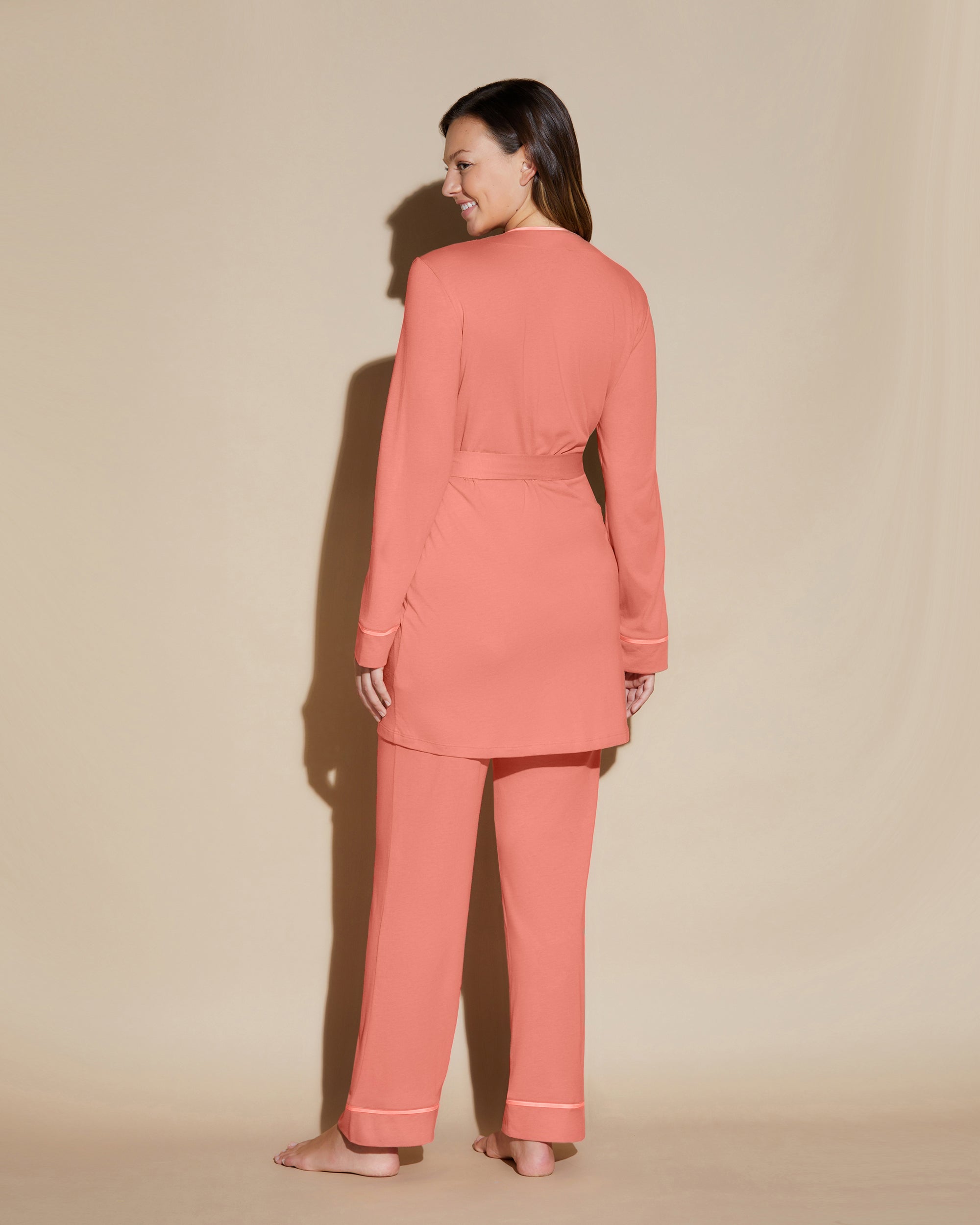 Naranja Conjuntos - Bella Conjunto De Pijama Curvy De 3 Piezas Con Bata.