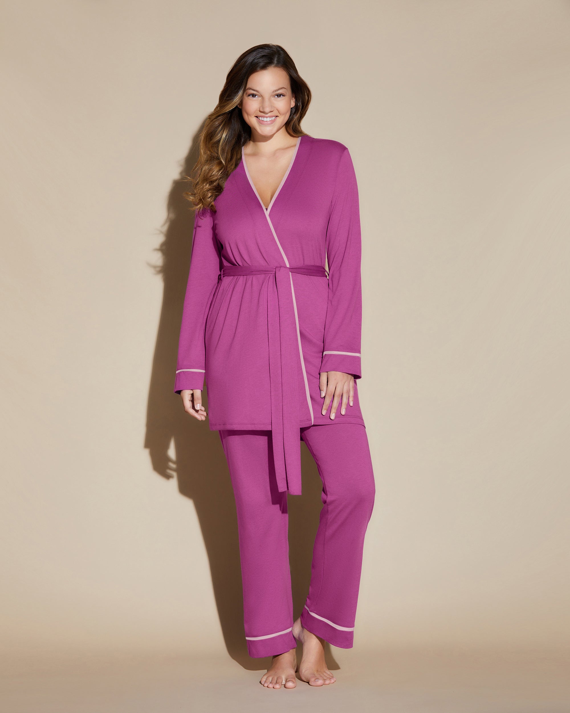 Rose Ensemble - Bella Ensemble De Pyjama Caraco Dos Nageur, Robe De Chambre, Pantalon Curvy