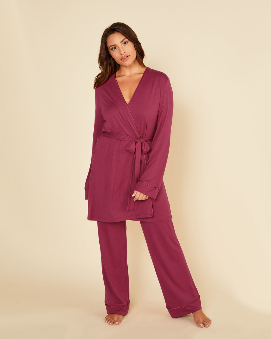 Cosabella, Bella Curvy 3 Piece Pajama Set With Robe