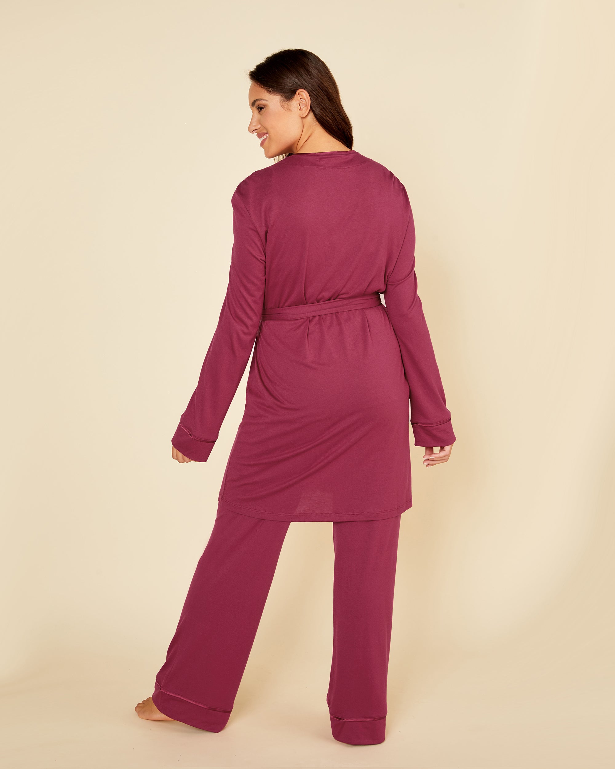 Rot Set - Bella Curvy Racerback-Camisole, Morgenmantel Und Pyjama-Hose Im Set