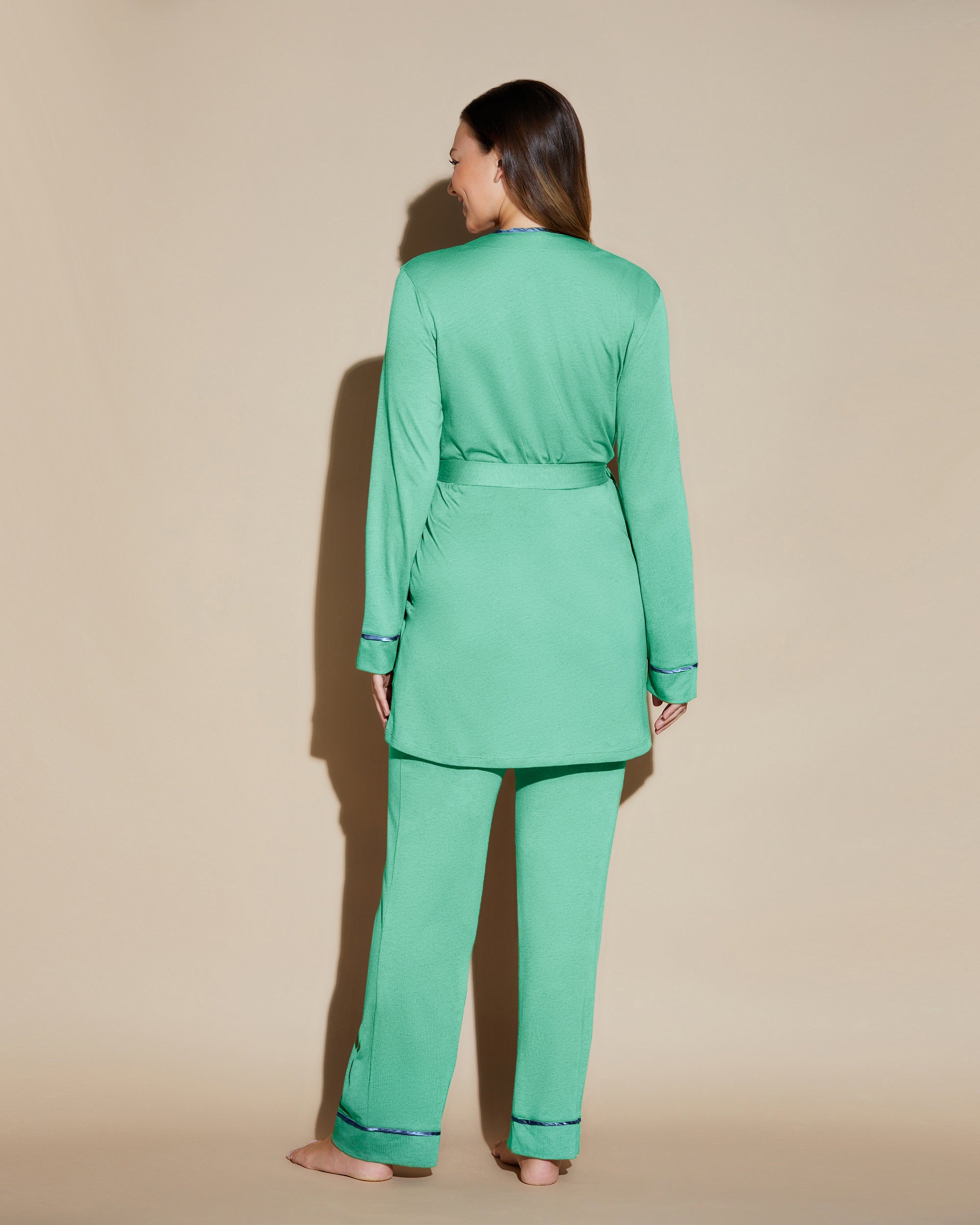 Verte Ensemble - Bella Ensemble De Pyjama Caraco Dos Nageur, Robe De Chambre, Pantalon Curvy