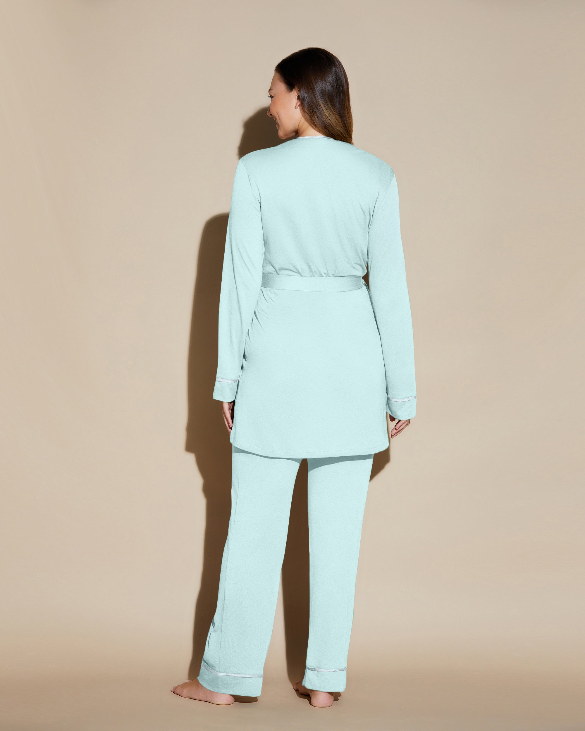 Bleue Ensemble - Bella Pyjama 3 Pièces Curvy Avec Peignoir