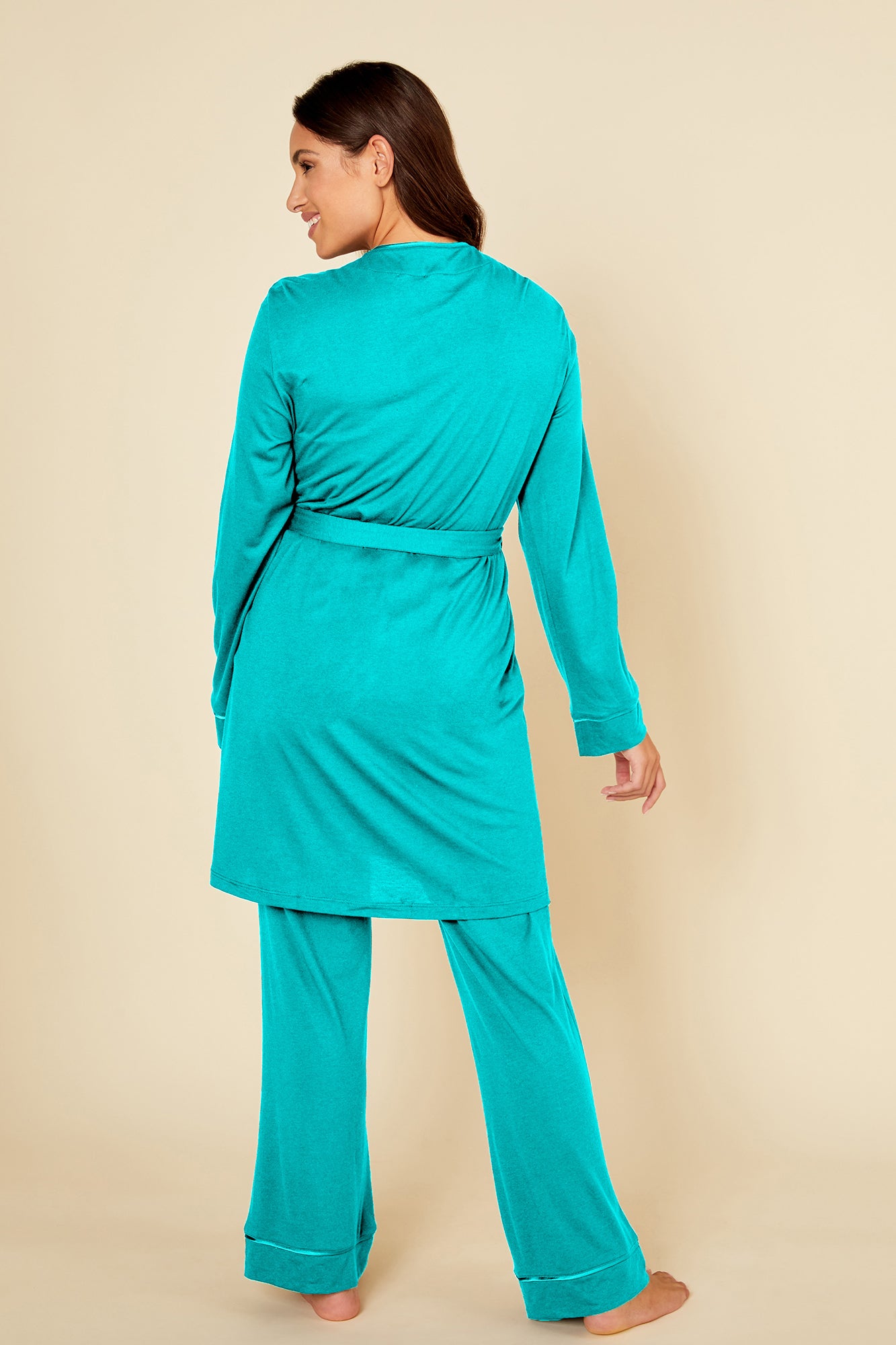 Verte Ensemble - Bella Ensemble De Pyjama Caraco Dos Nageur, Robe De Chambre, Pantalon Curvy