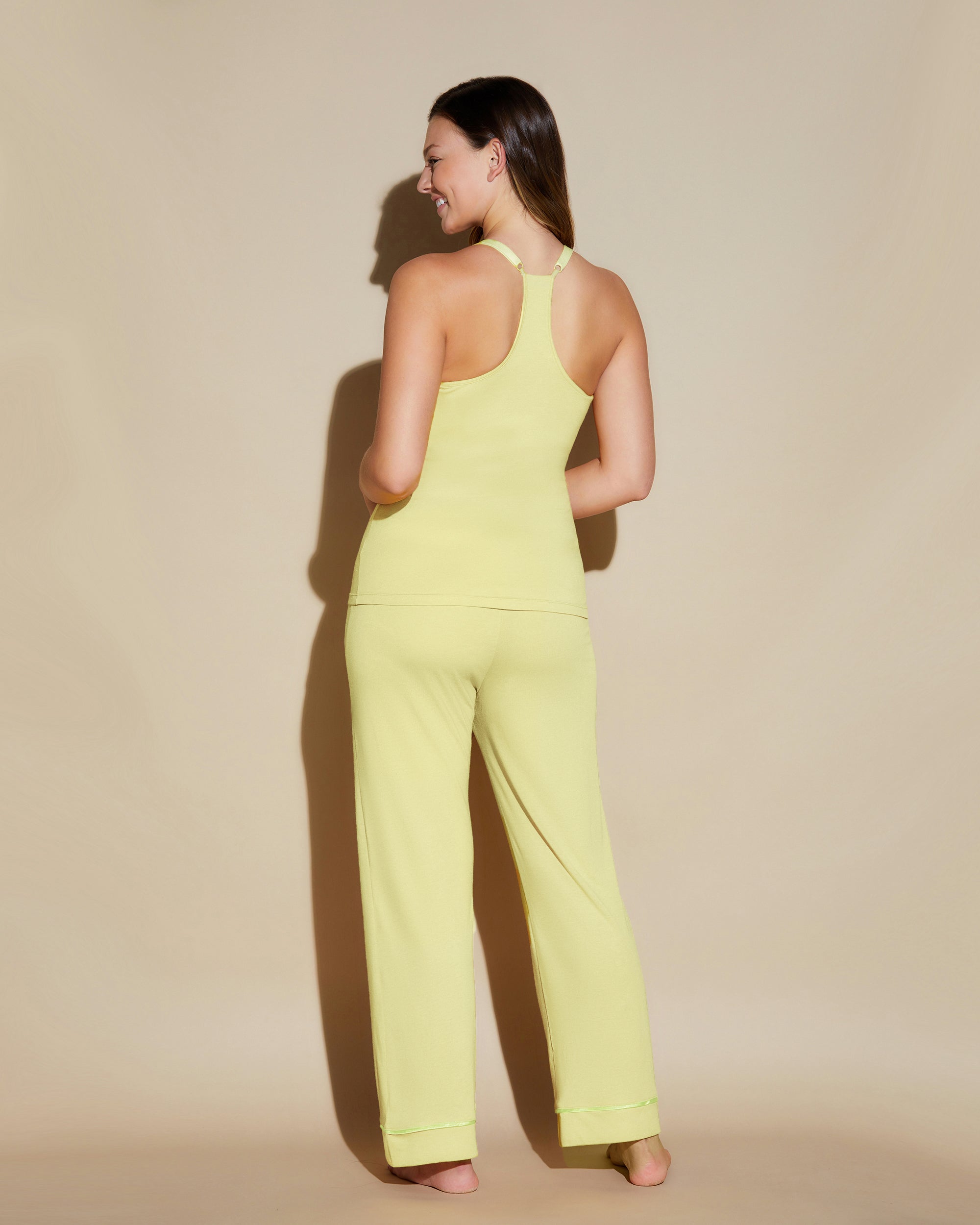 Giallo Set - Bella Set Canotta Vogatore Curvy, Vestaglia E Pantalone Lungo