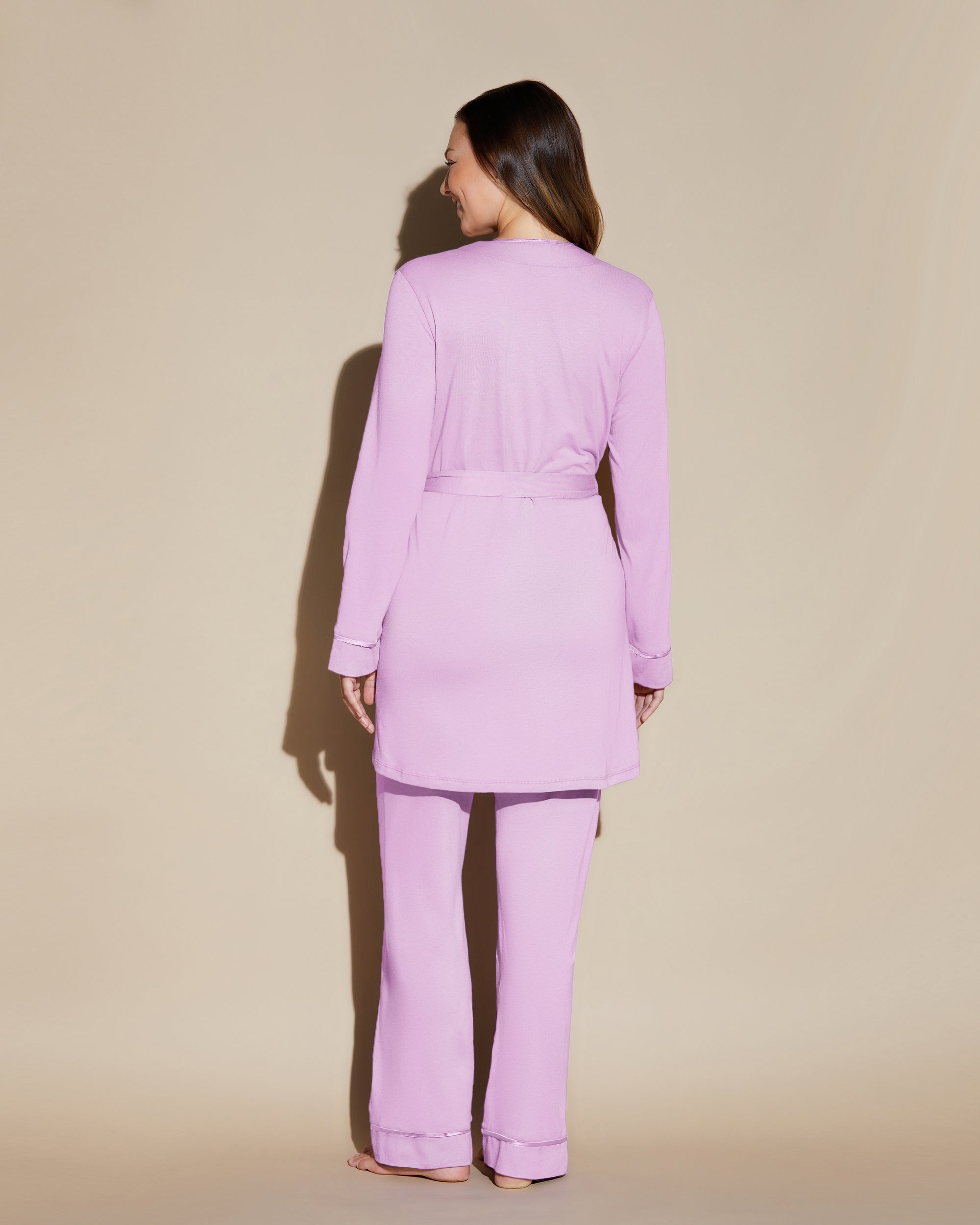 Purple Set - Bella Curvy 3 Piece Pajama Set With Robe